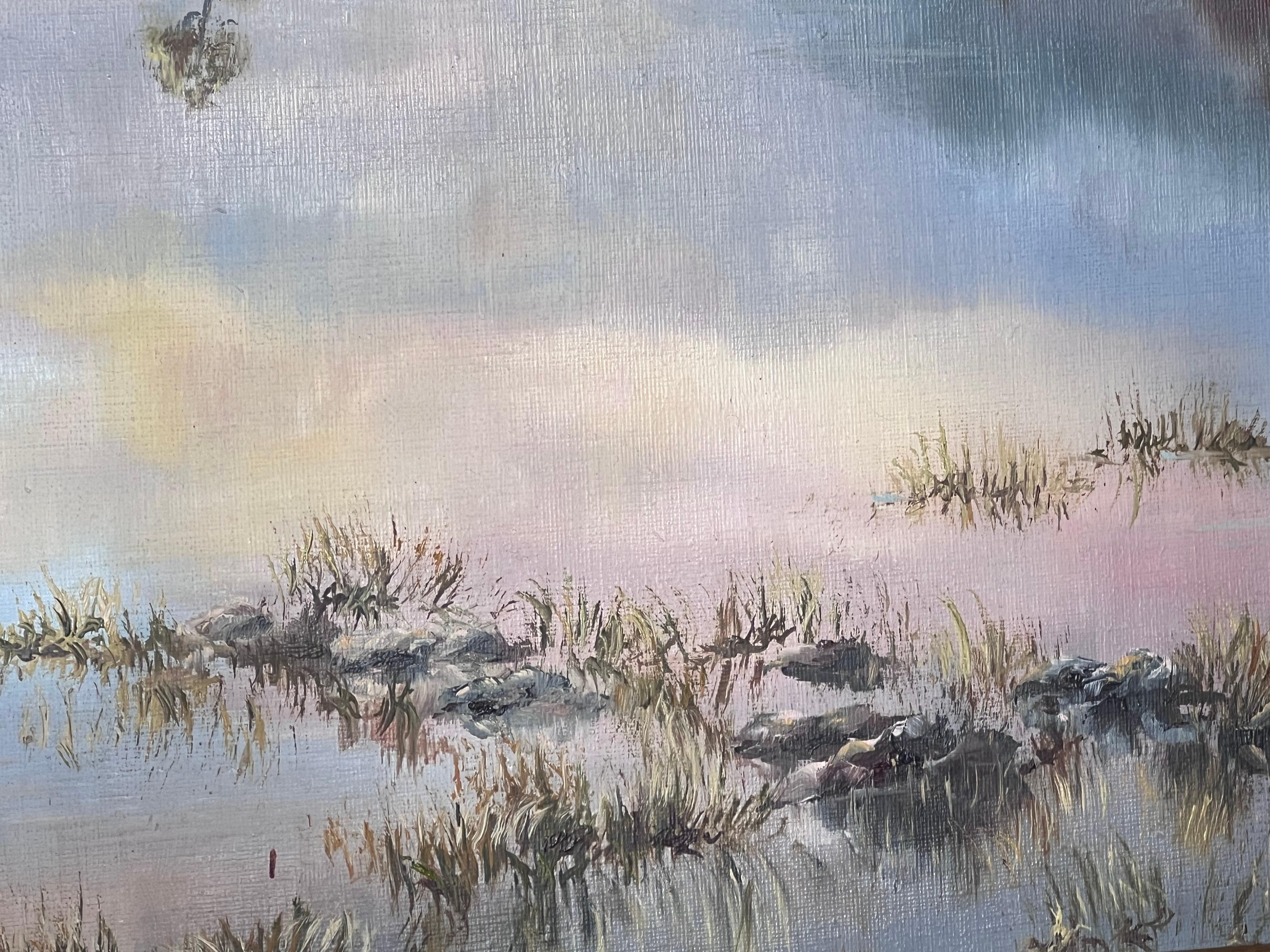 Huge Scottish Loch Landscape Signed Oil Painting British 20th century For Sale 5