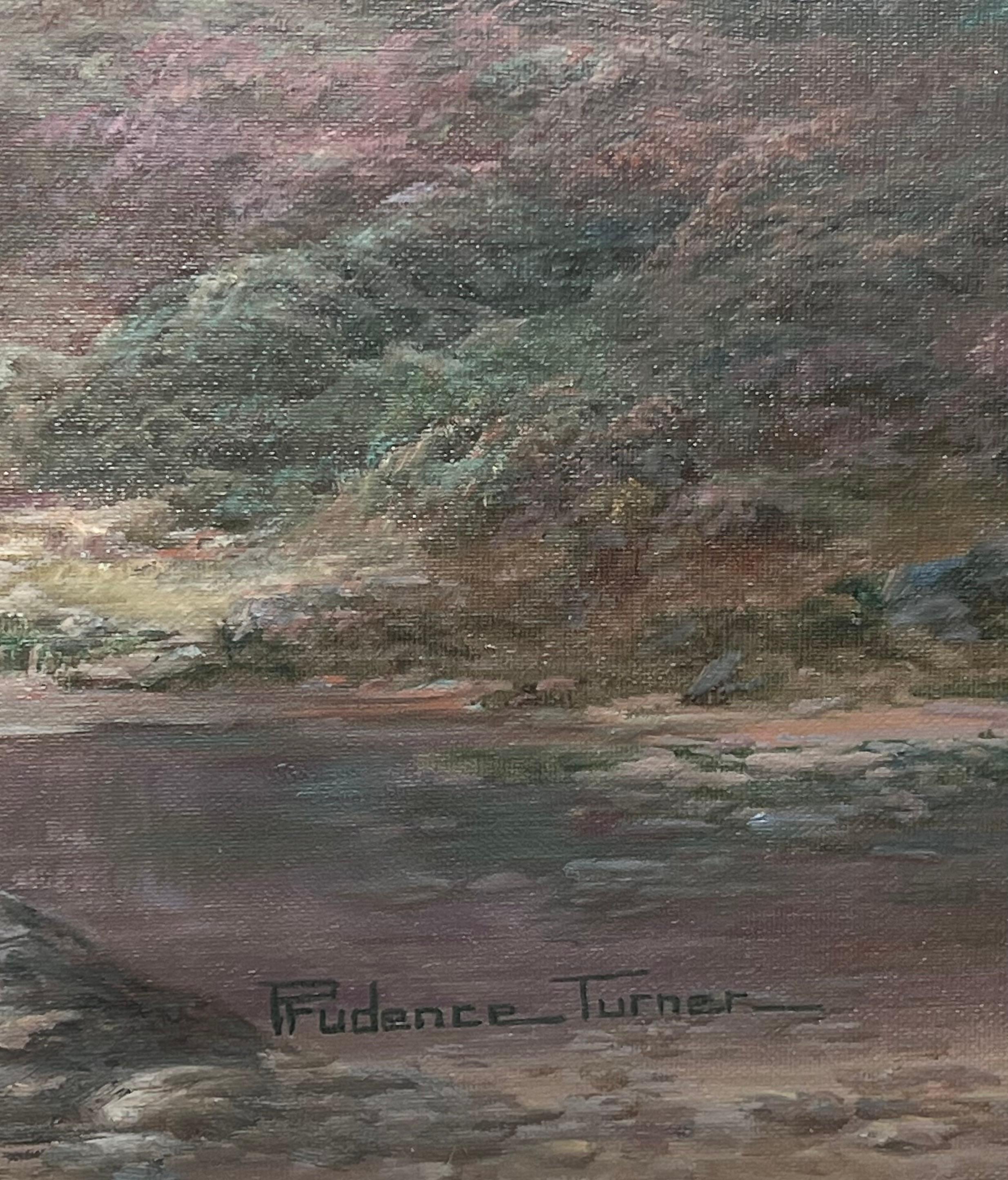 Riesiges schottisches Ölgemälde Hirsche in bergiger Herbstlandschaft Signiert Gerahmt (Viktorianisch), Painting, von Prudence Turner