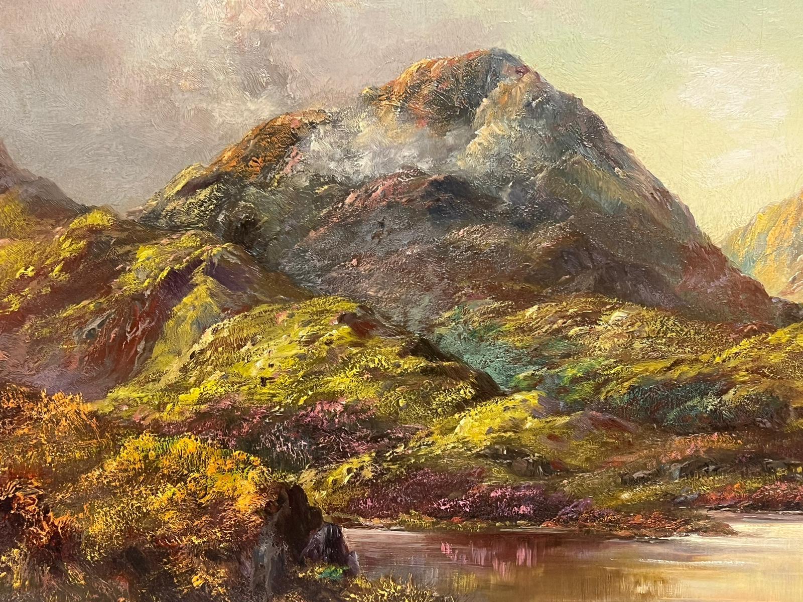 Peinture à l'huile signée de l'artiste britannique Loch Baddagyle, Scottish Highlands, répertorié - Victorien Painting par Prudence Turner