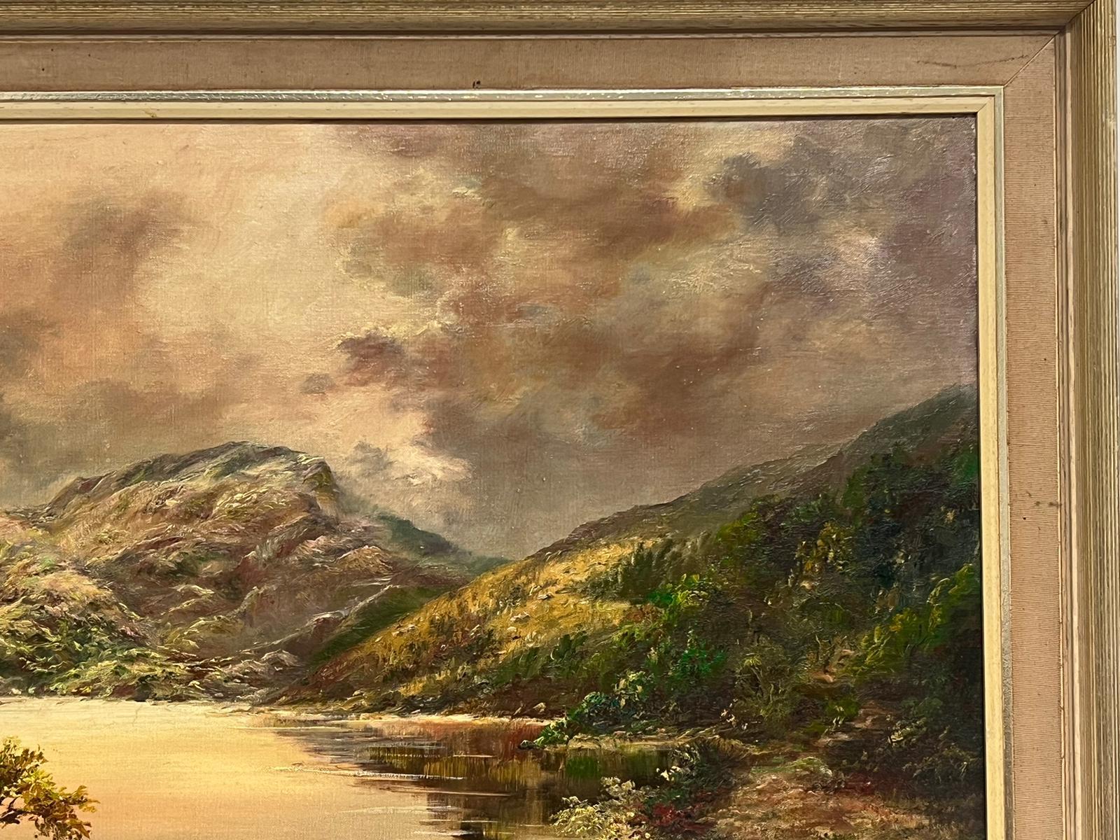 Loch Lubnaig Scottish Highlands Loch Mountain Landscape Signed Oil Painting  For Sale 1