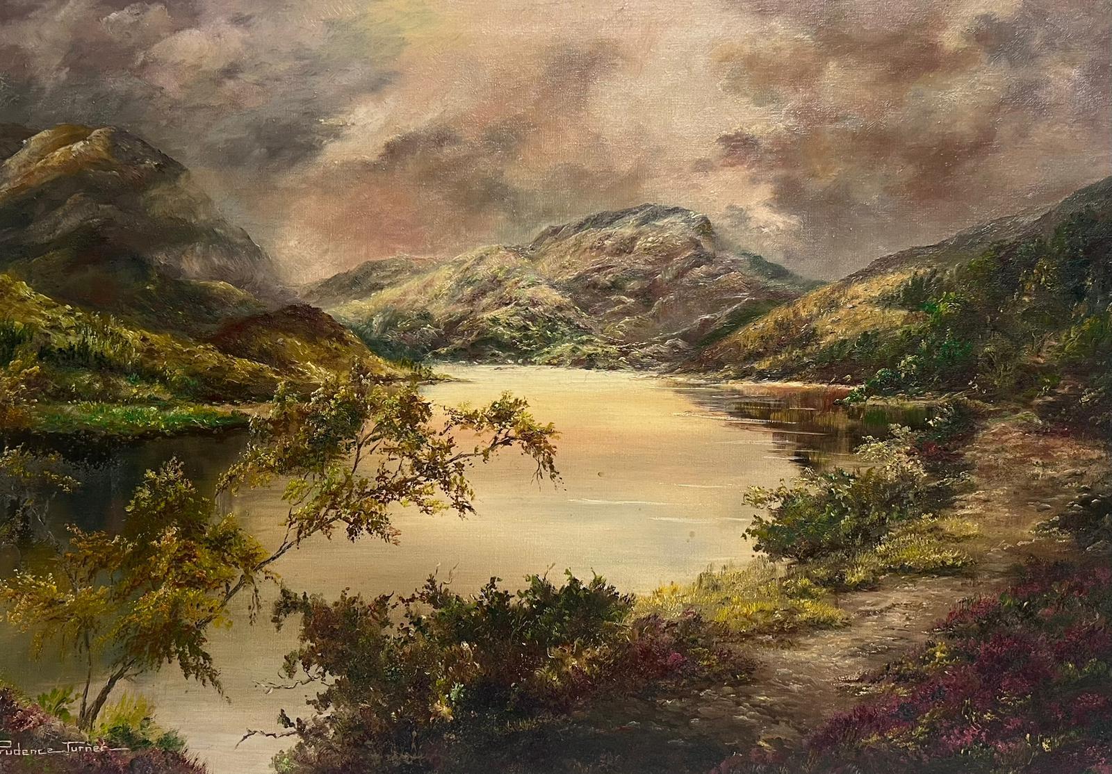 Prudence Turner Landscape Painting - Loch Lubnaig Scottish Highlands Loch Mountain Landscape Signed Oil Painting 