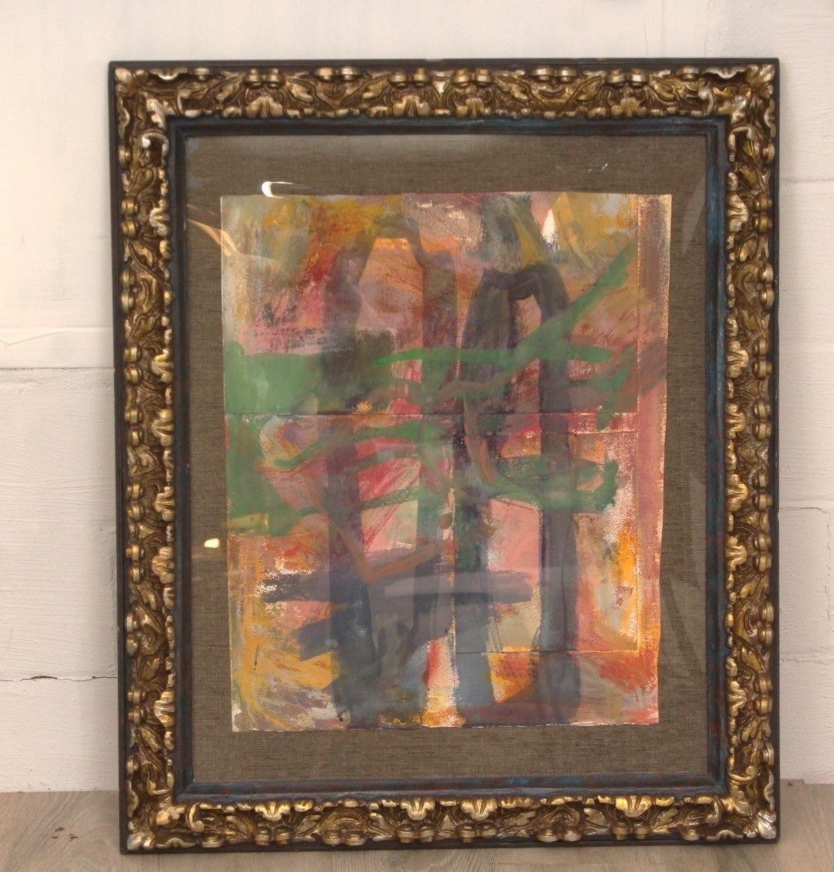 Prudence Whittlesey signed watercolor painting in a gilt wood frame.

Dimensions: 38.5” H x 32” W x 3” D

Bio:
Prudence Whittlesey is an American artist. 
A Pollock-Krasner Foundation grant recipient, 
she was a Wu Tsai Artist-in-Residence for Fall
