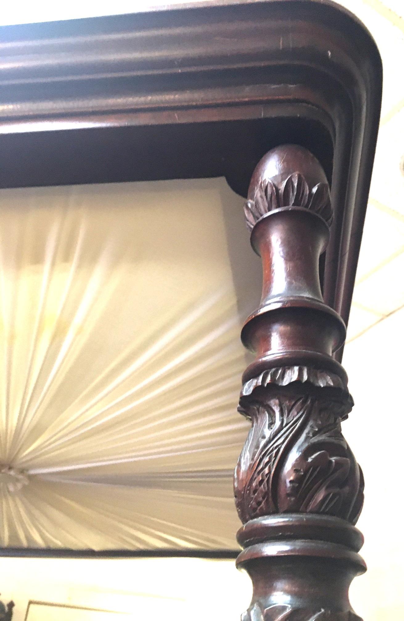 Prudent Mallard attrib. American Rococo Revival Mahogany Tester Bed For Sale 6