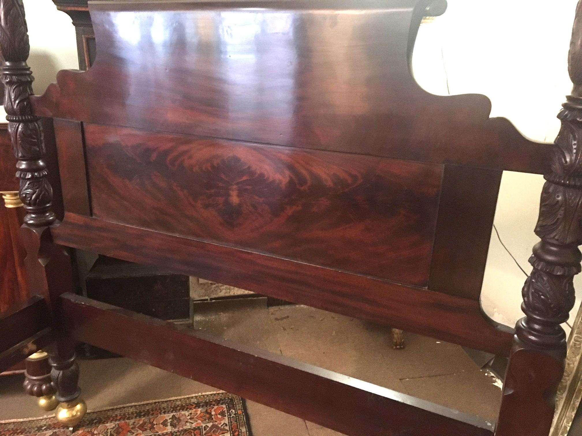 Prudent Mallard attrib. American Rococo Revival Mahogany Tester Bed For Sale 1