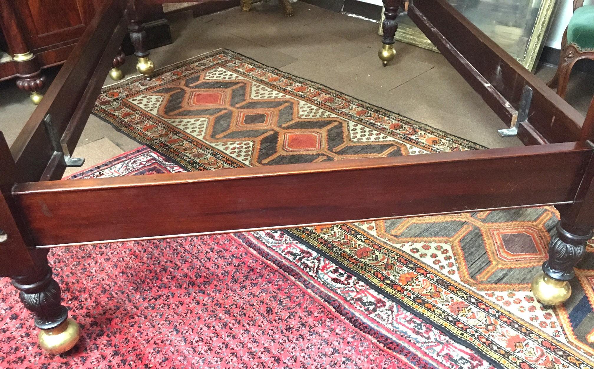 Prudent Mallard attrib. American Rococo Revival Mahogany Tester Bed For Sale 4