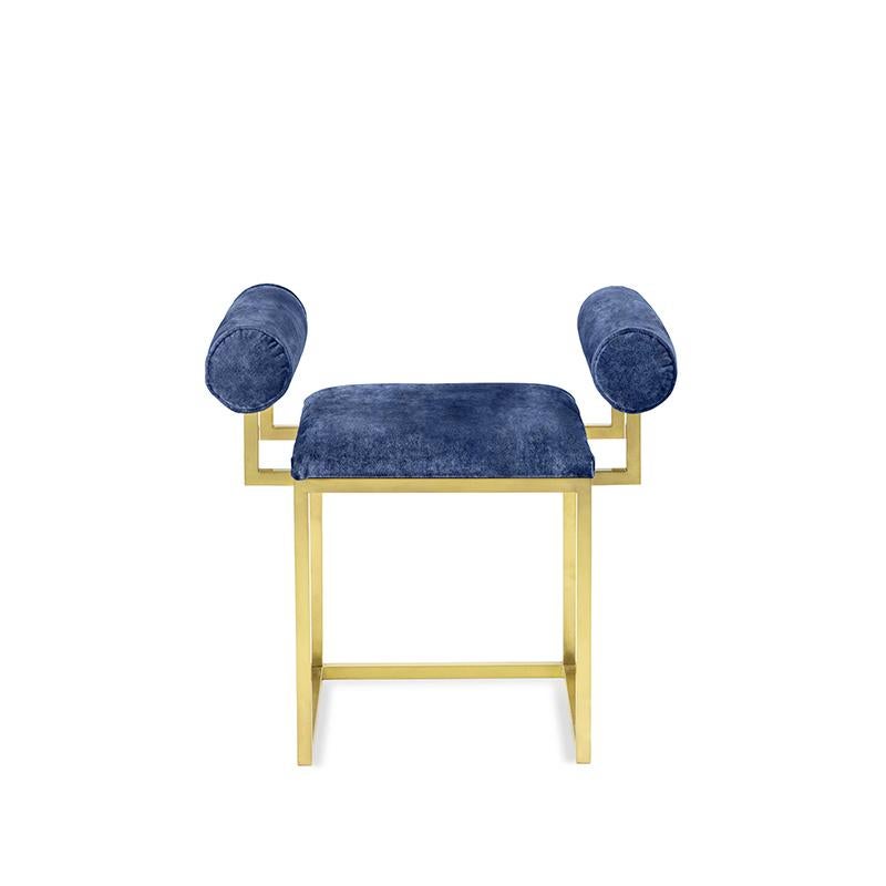 Prugna Awaiting H Stool by Secondome Edizioni
Designer: Coralla Maiuri + Giorgia Zanellato.
Dimensions: D 40 x W 65 x H 60 cm.
Materials: Brass and velvet.

Collection / Production: Secondome. This piece can be customized. Available colors: any kind