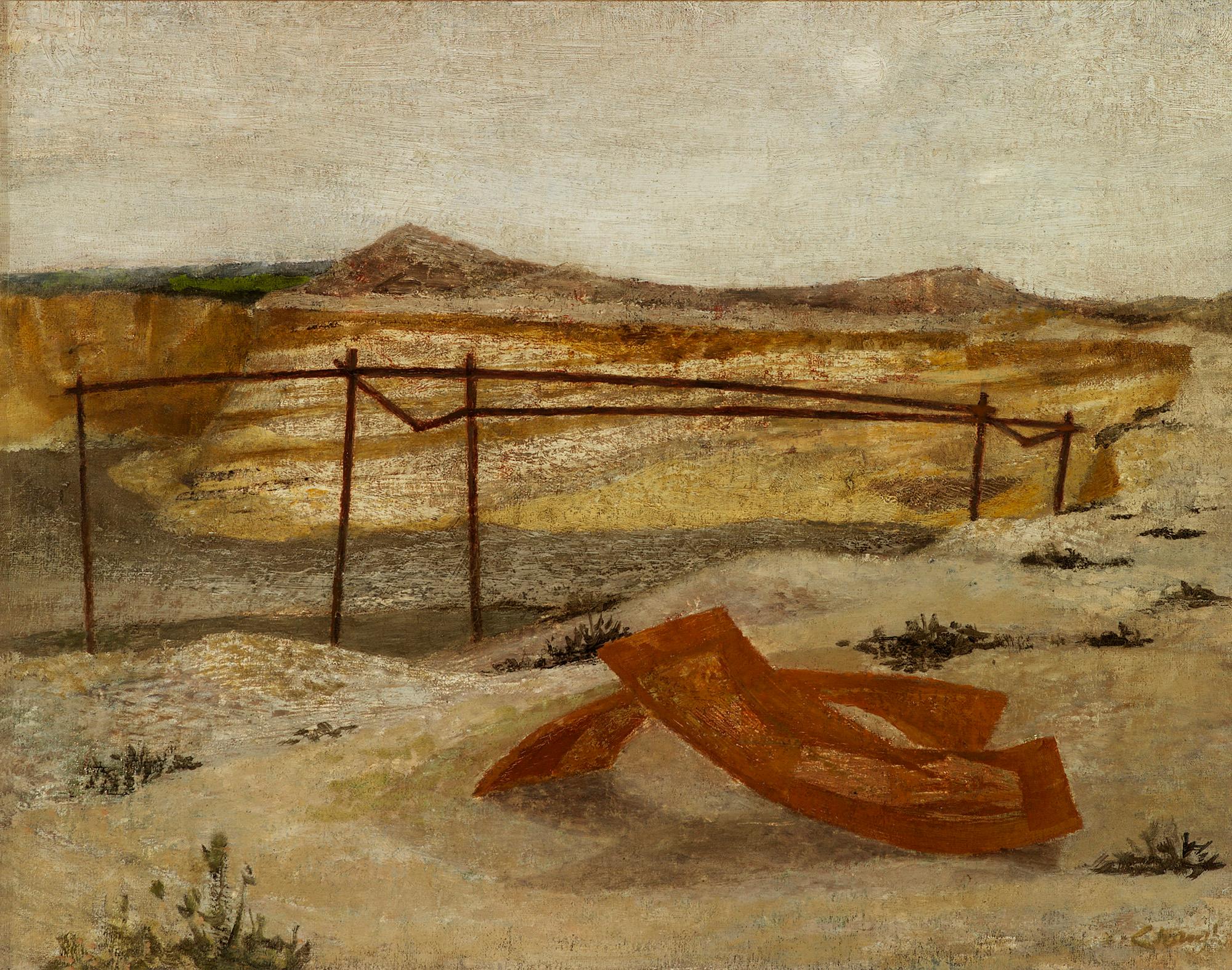 Deserted Gravel Pit - 20th Century, Oil on board by Prunella Clough