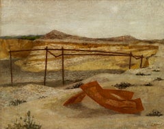 Vintage Deserted Gravel Pit - 20th Century, Oil on board by Prunella Clough