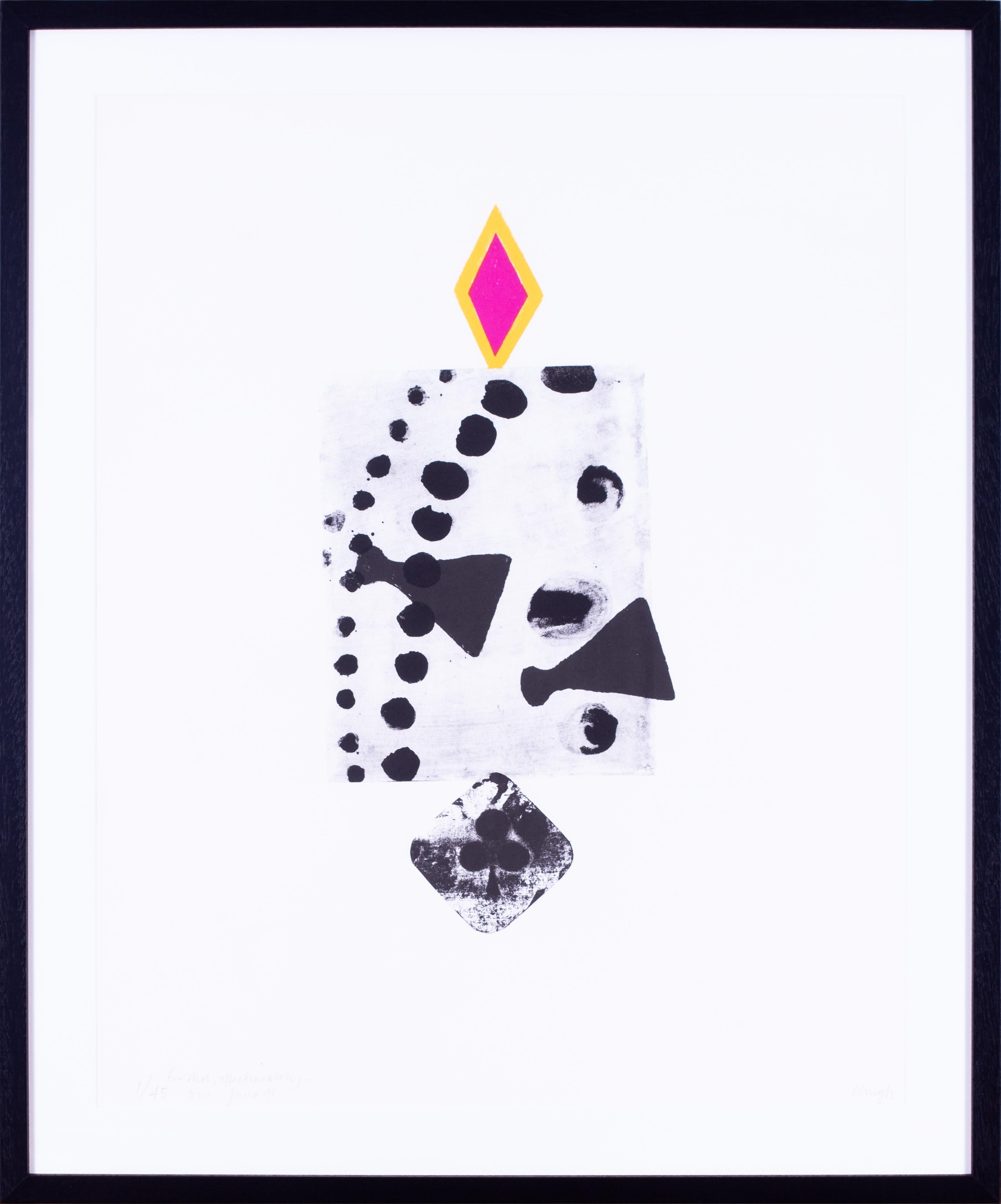 Prunella Clough lithograph, dedicated, numbered and dated 'Game, 1991', British