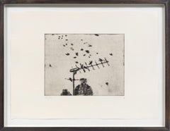 Starlings -- Print, Sugar-lift, Etching, Nine London Birds by Prunella Clough