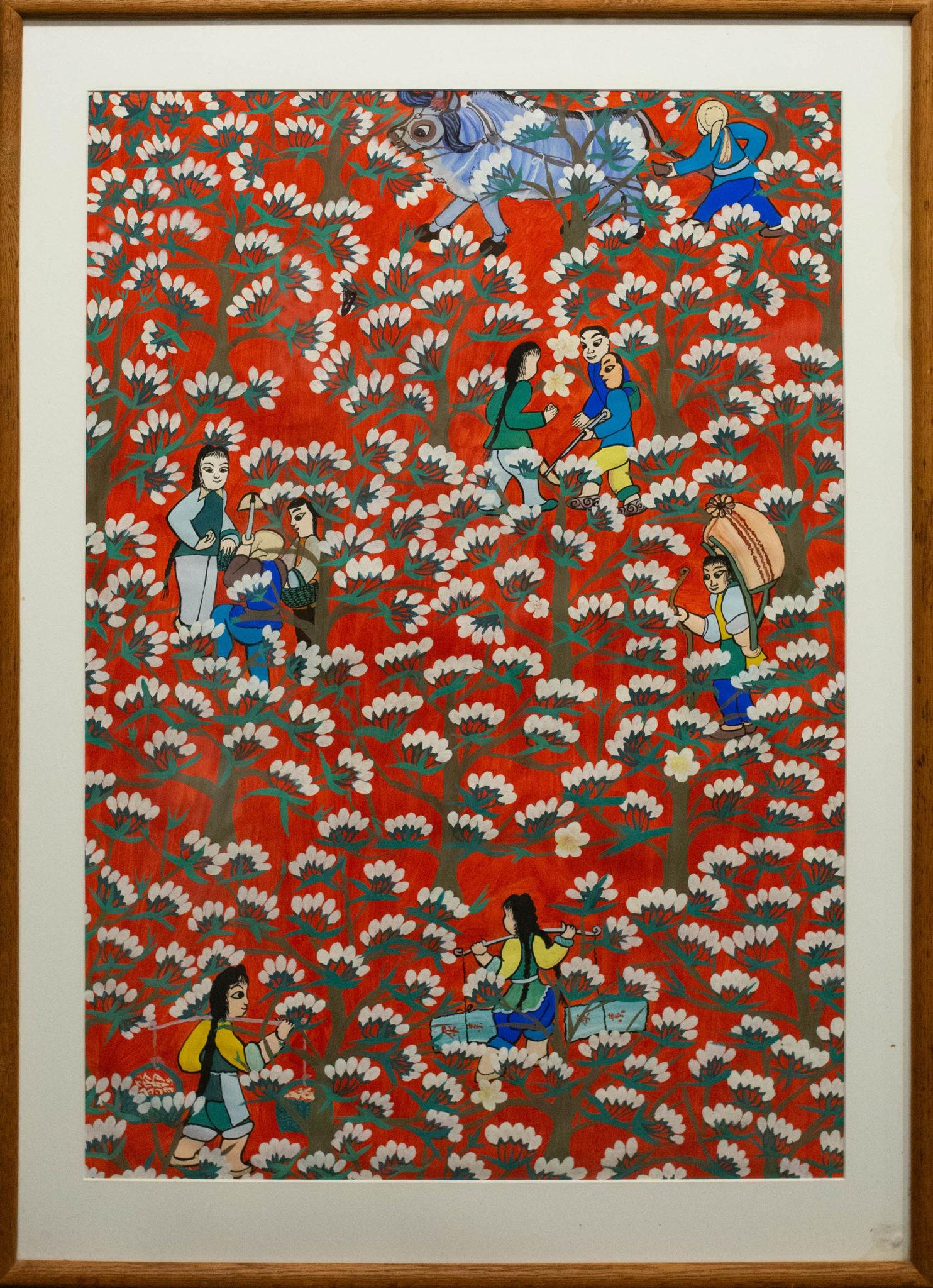 Chinese gouache painting on paper of farmers tending to the land. Signed on the reverse. Comes framed.
 
