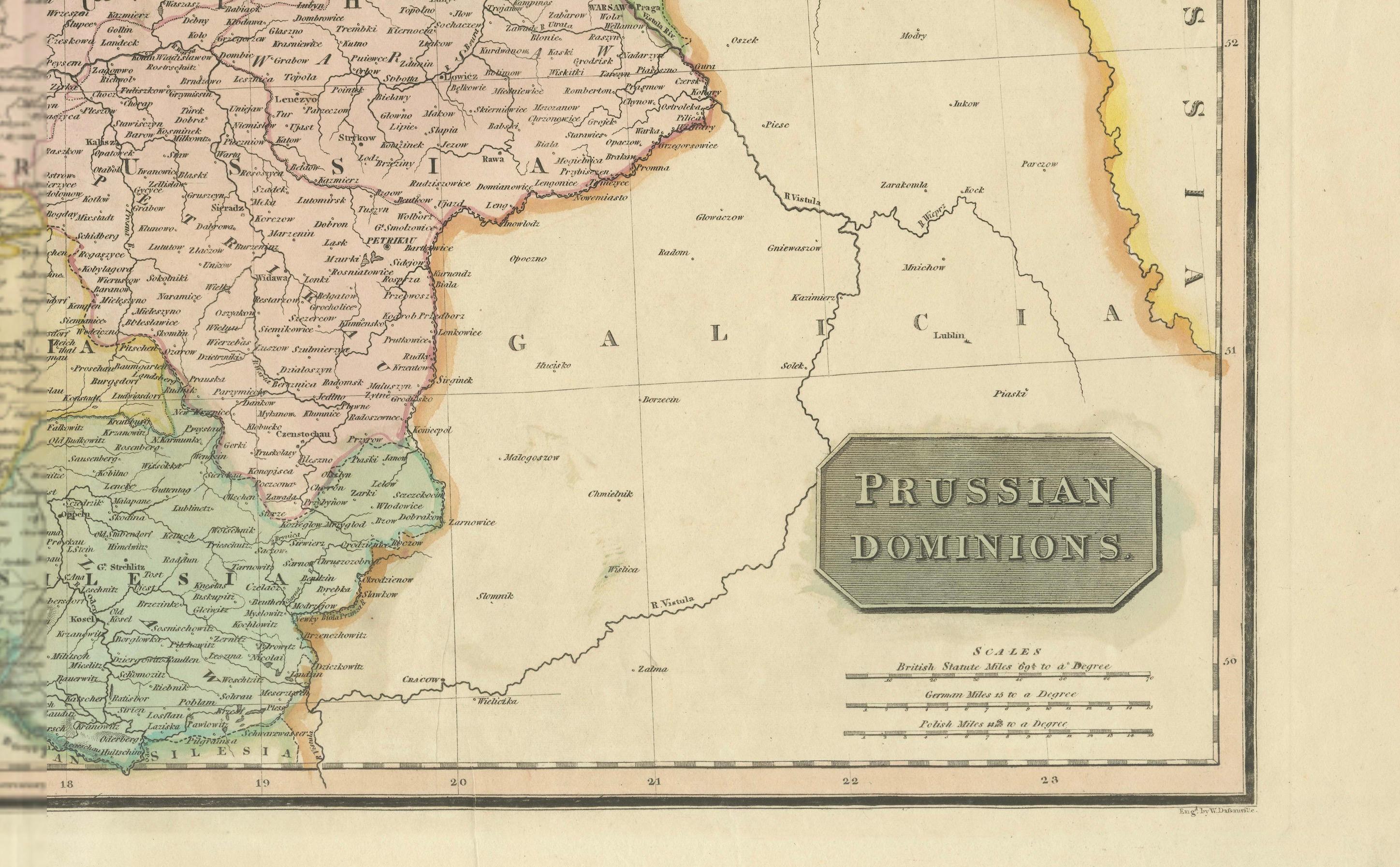 Engraved Prussian Dominions Map by John Pinkerton, 1818 - Detailed Copperplate Engraving For Sale
