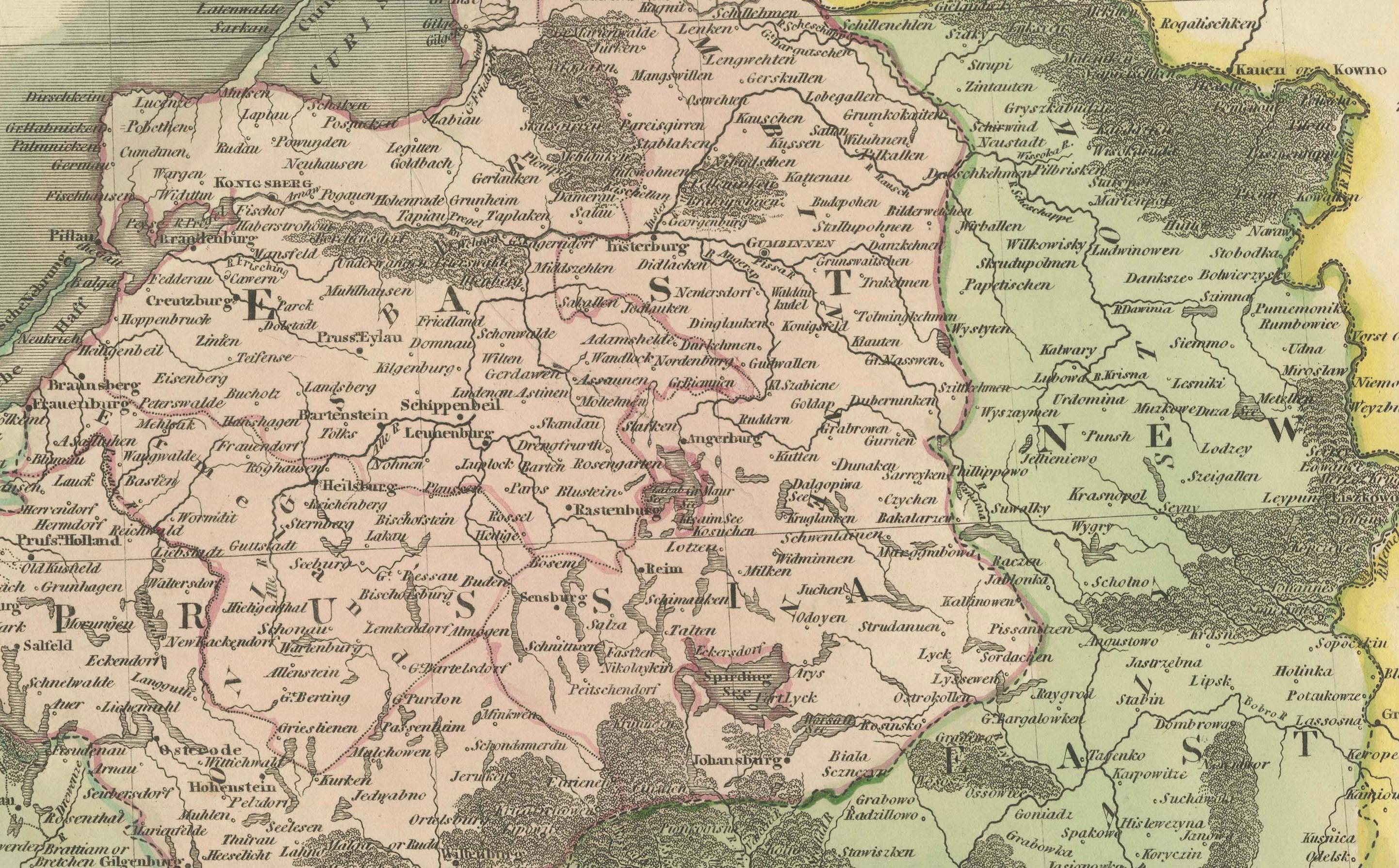 Prussian Dominions Map by John Pinkerton, 1818 - Detailed Copperplate Engraving In Good Condition For Sale In Langweer, NL
