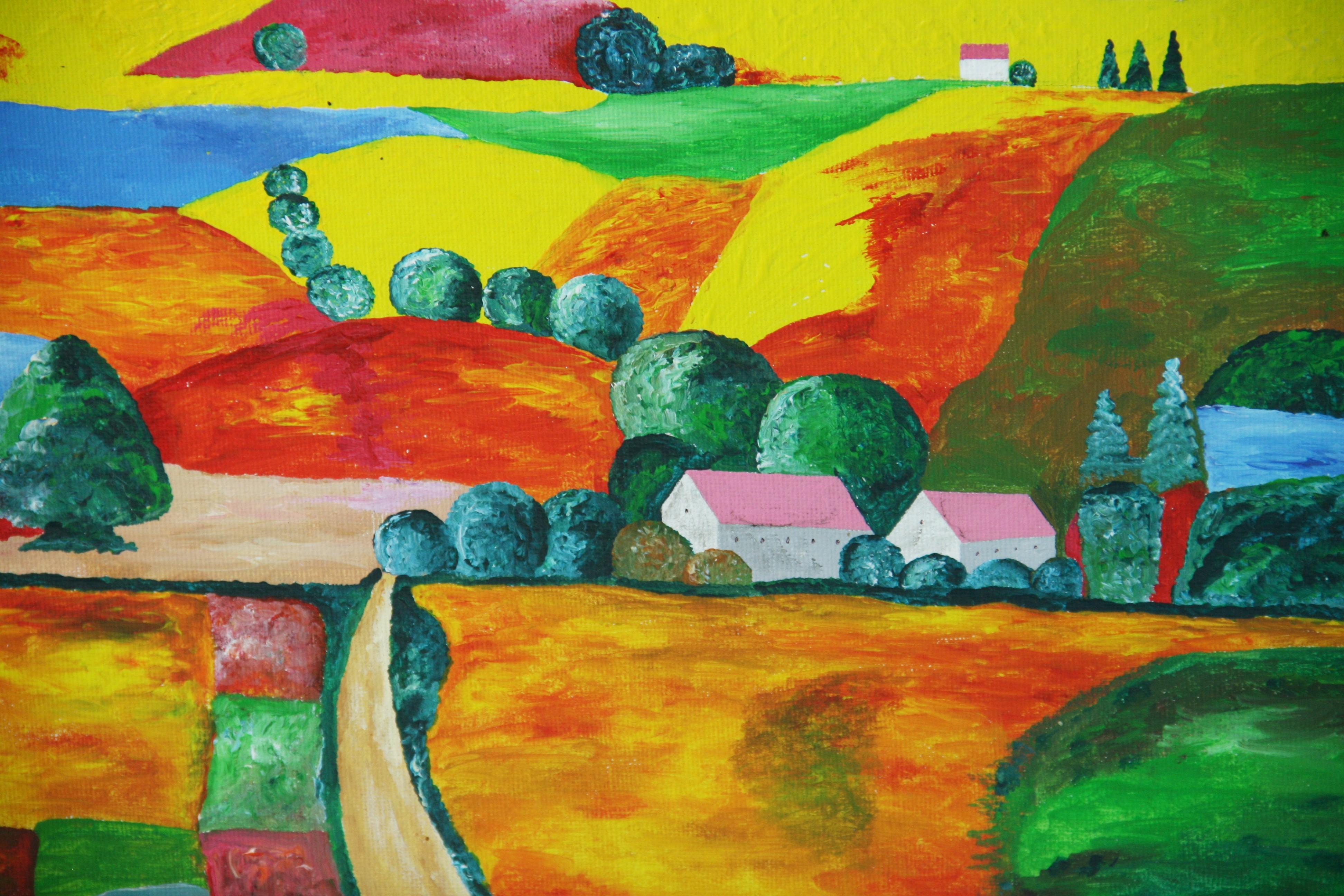 6028 Paesaggio di villaggio italiano colorato in stile fauvista
Incorniciato
Dimensioni dell'immagine 10,5x13,5