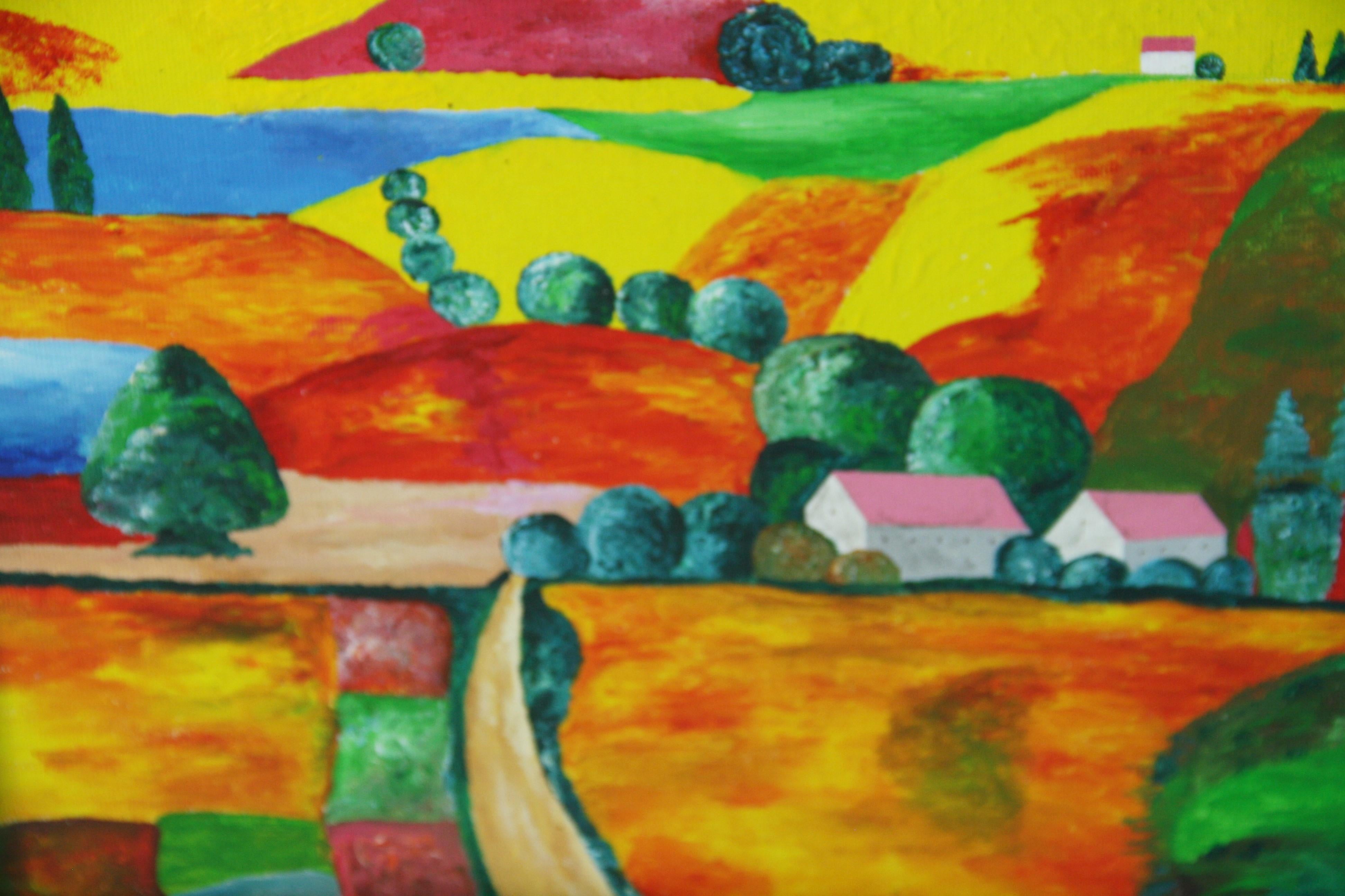 Paesaggio di villaggio colorato in stile fauvista italiano in vendita 4