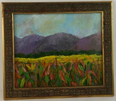 Framed Vintage Modernist Tuscan Landscape Painting on Artist Board
