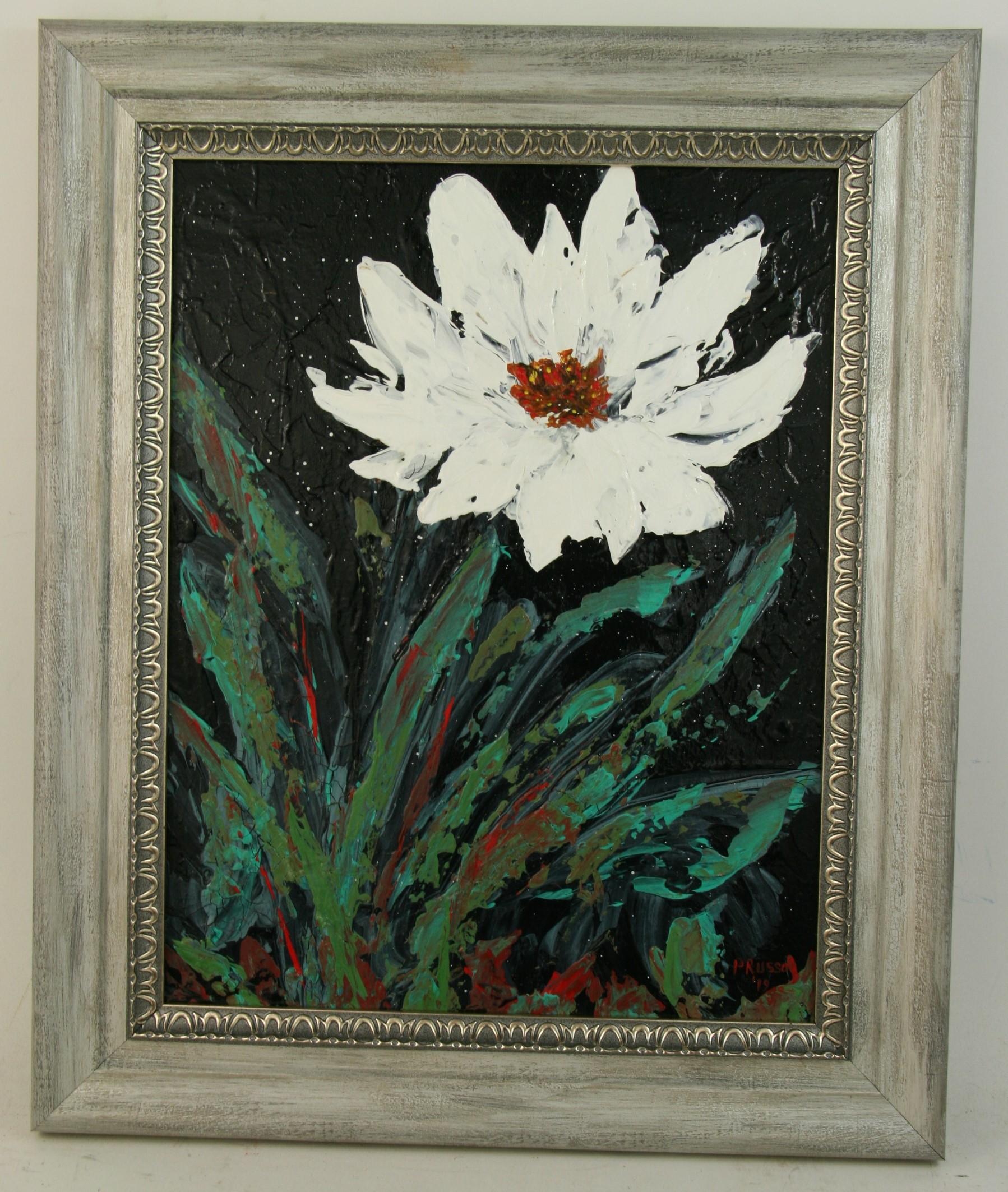 P.Russo Still-Life Painting - White Flower Painting
