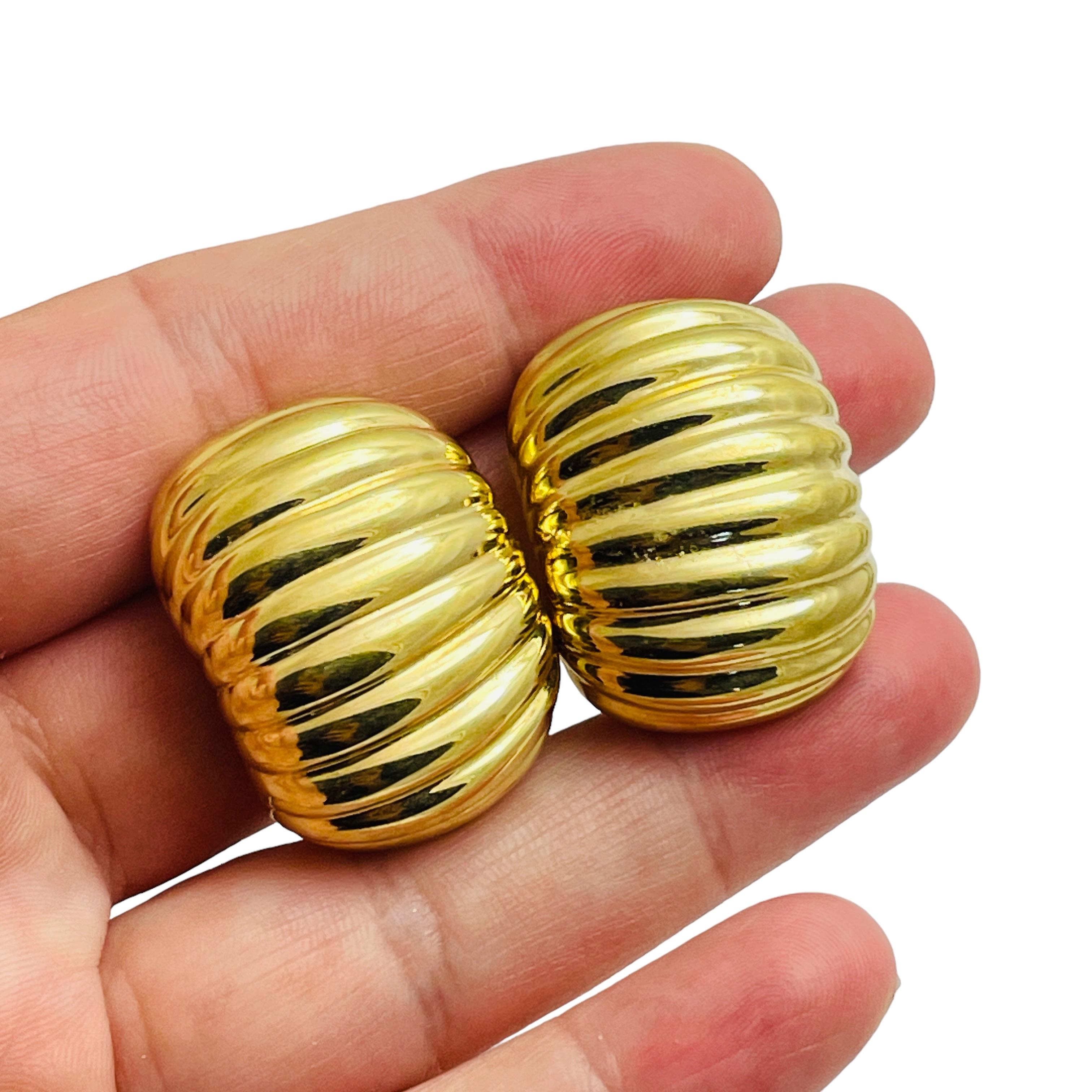 Women's PRWMIER Usa signed gold tone designer clip on earrings