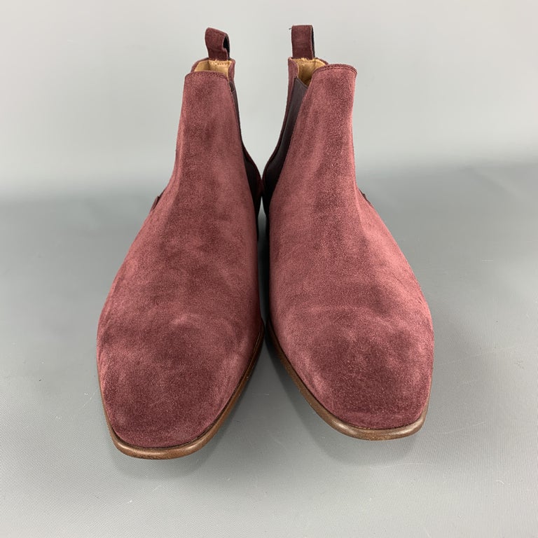 PS by PAUL SMITH Size 11 Plum Suede Chelsea Boots For Sale