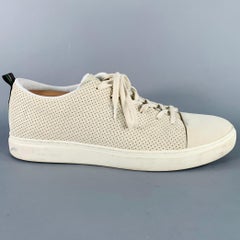 PS by PAUL SMITH Größe 12 Grau Stein Perforierte Leder Cap Toe Turnschuhe mit Zehenkappe
