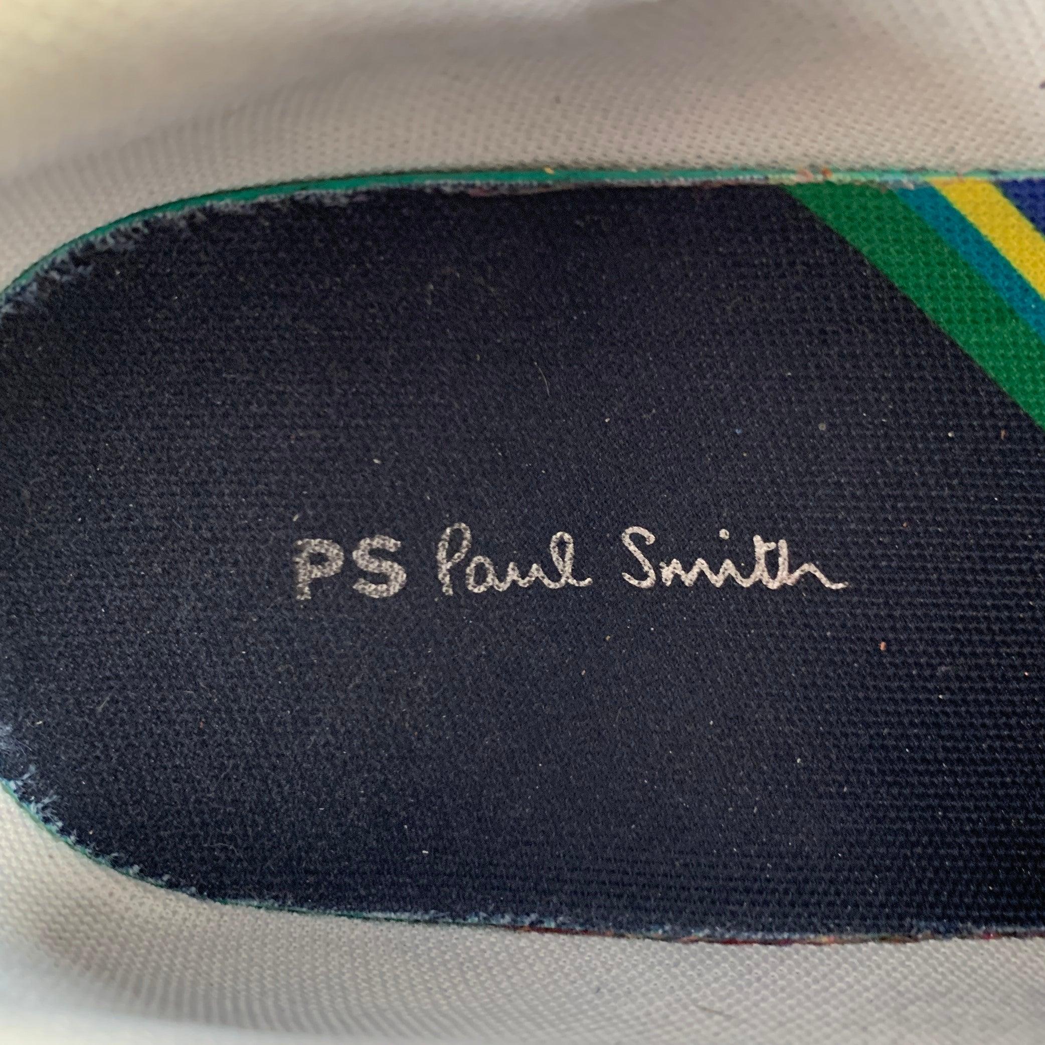 PS by PAUL SMITH Size 12 Grey Stone Perforated Leather Cap Toe Sneakers For Sale 2