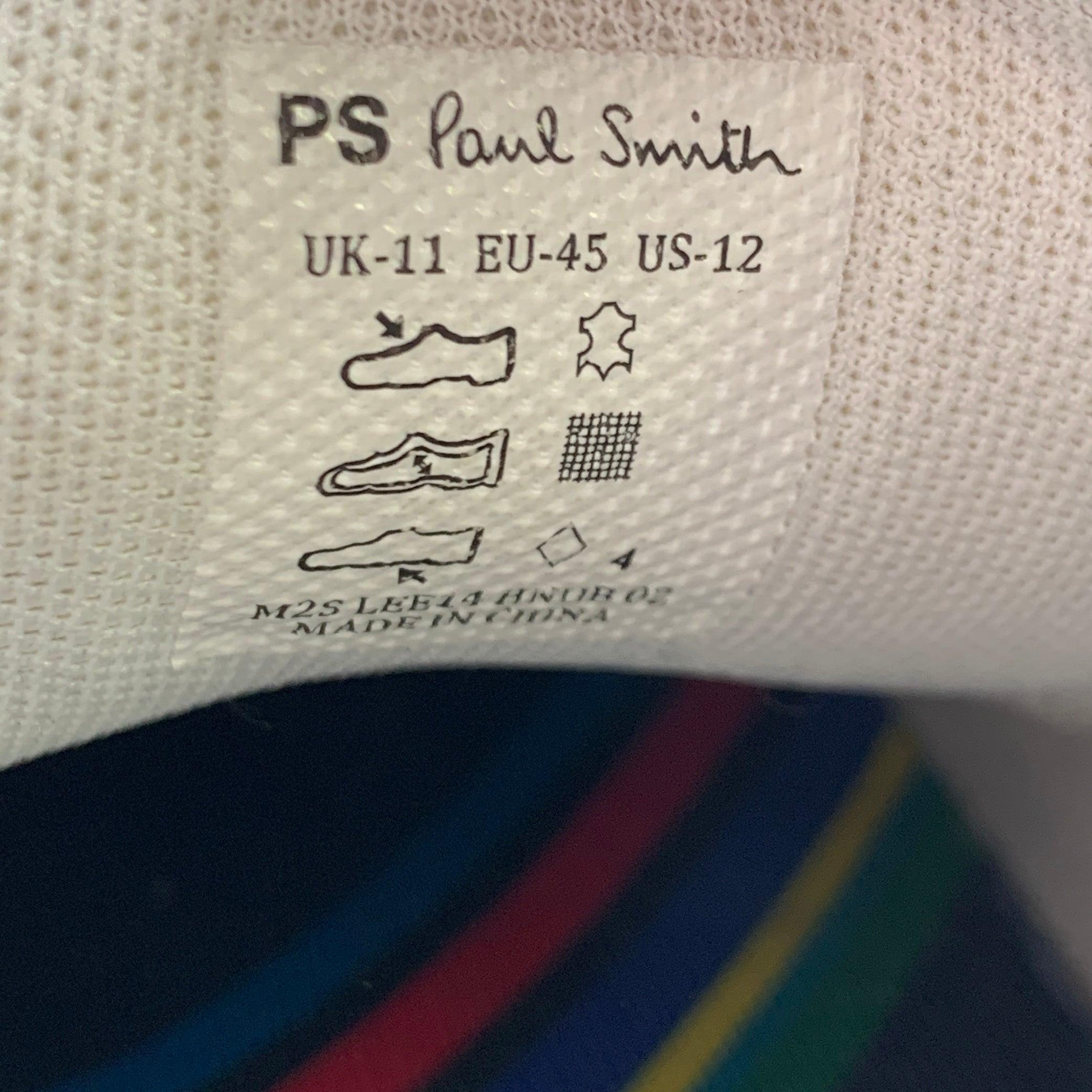 PS by PAUL SMITH Size 12 Grey Stone Perforated Leather Cap Toe Sneakers For Sale 3