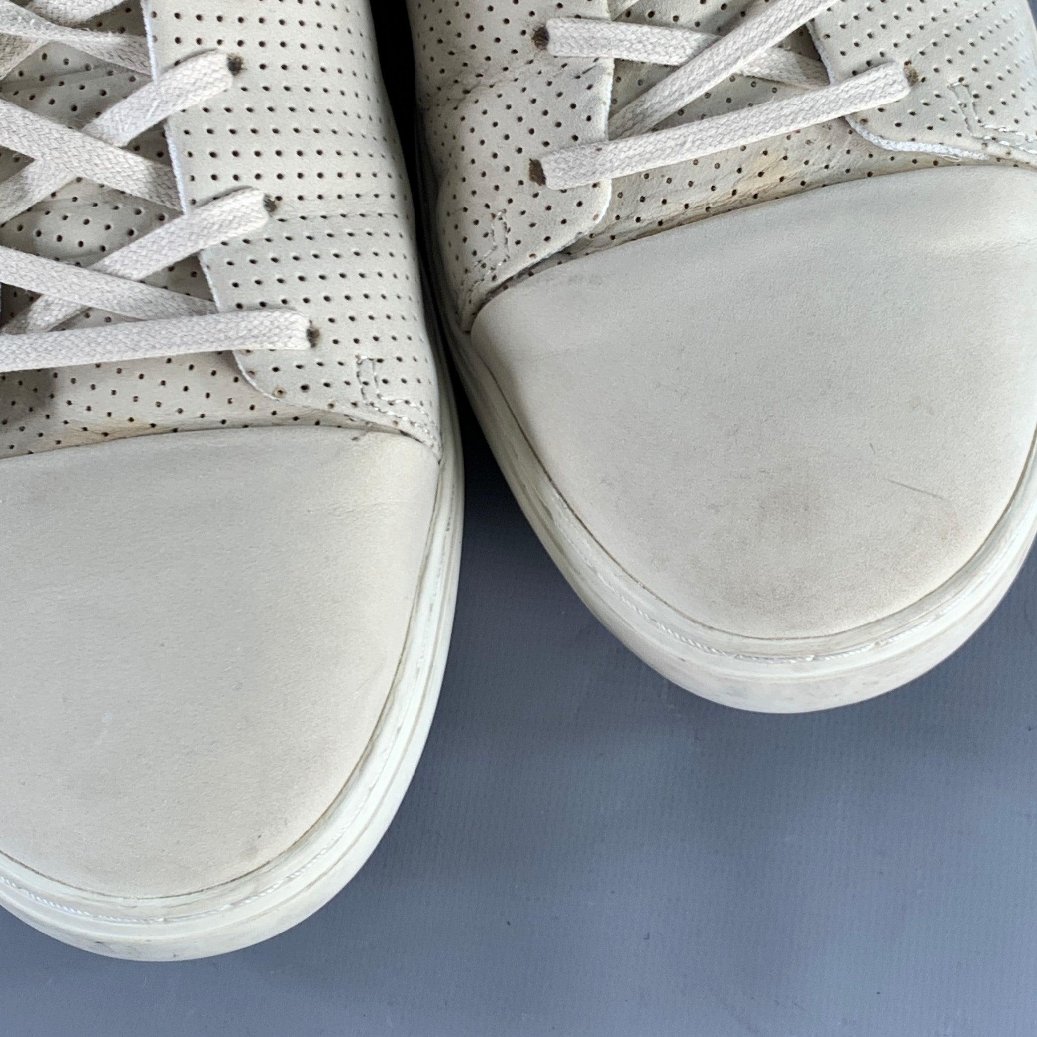 PS by PAUL SMITH Size 12 Grey Stone Perforated Leather Cap Toe Sneakers For Sale 4