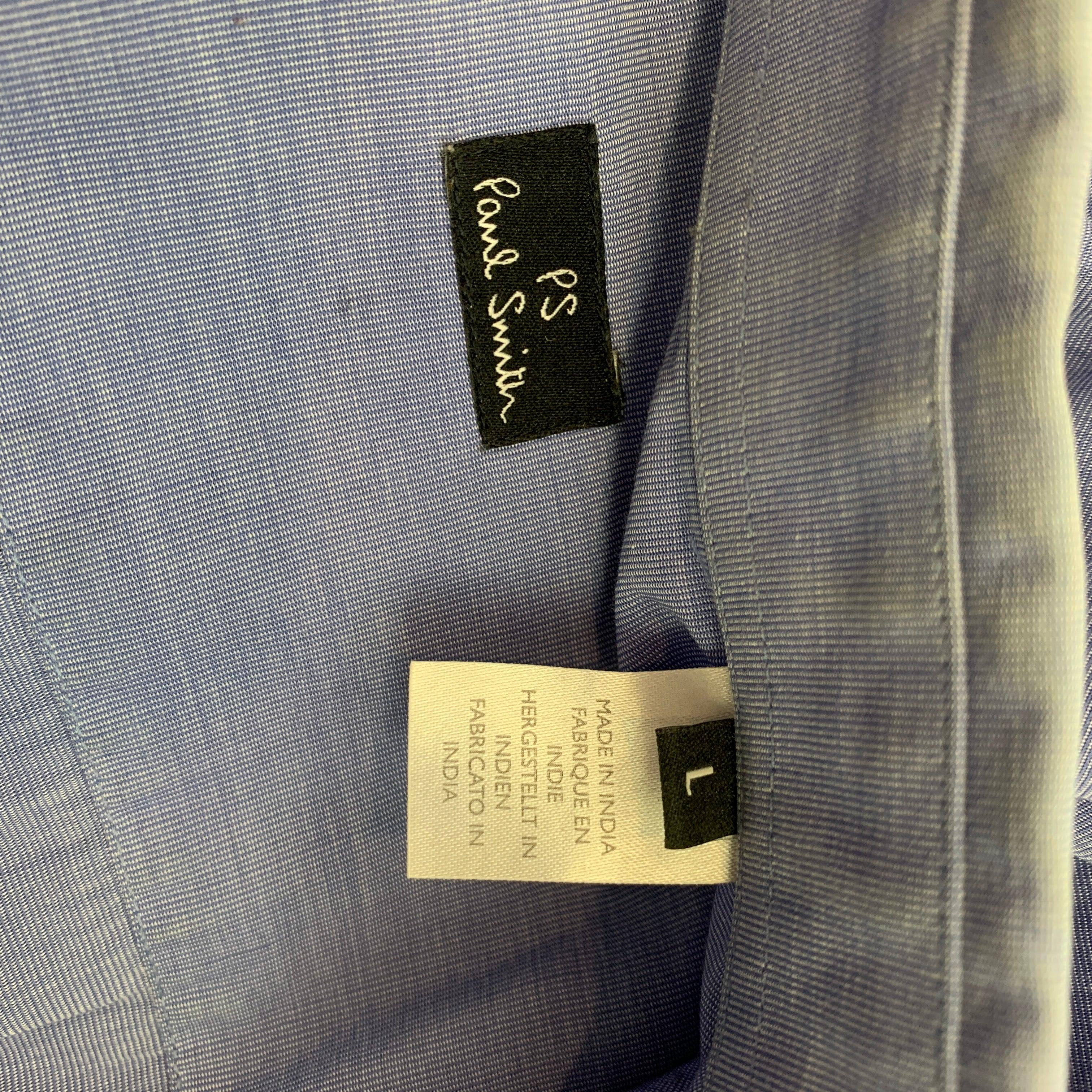 PS von PAUL SMITH Größe L Blaues langärmeliges Hemd aus Baumwolle mit Peter Pan-Kragen im Angebot 1