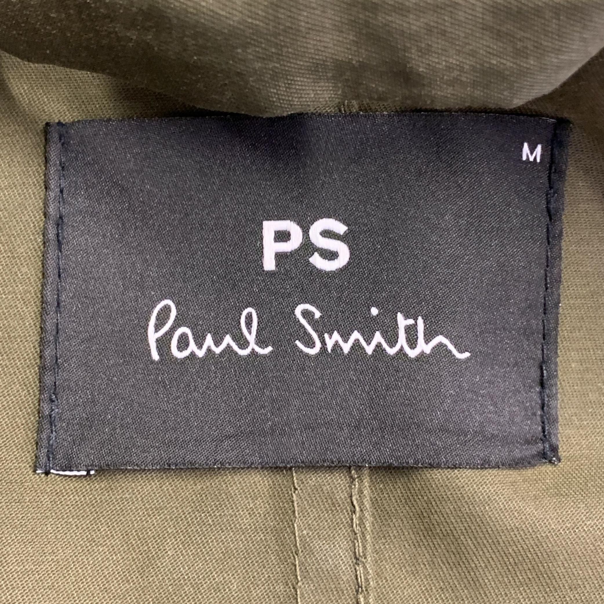 PS by PAUL SMITH Size M Green Olive Cotton Nylon Hooded Windbreaker Jacket For Sale 4