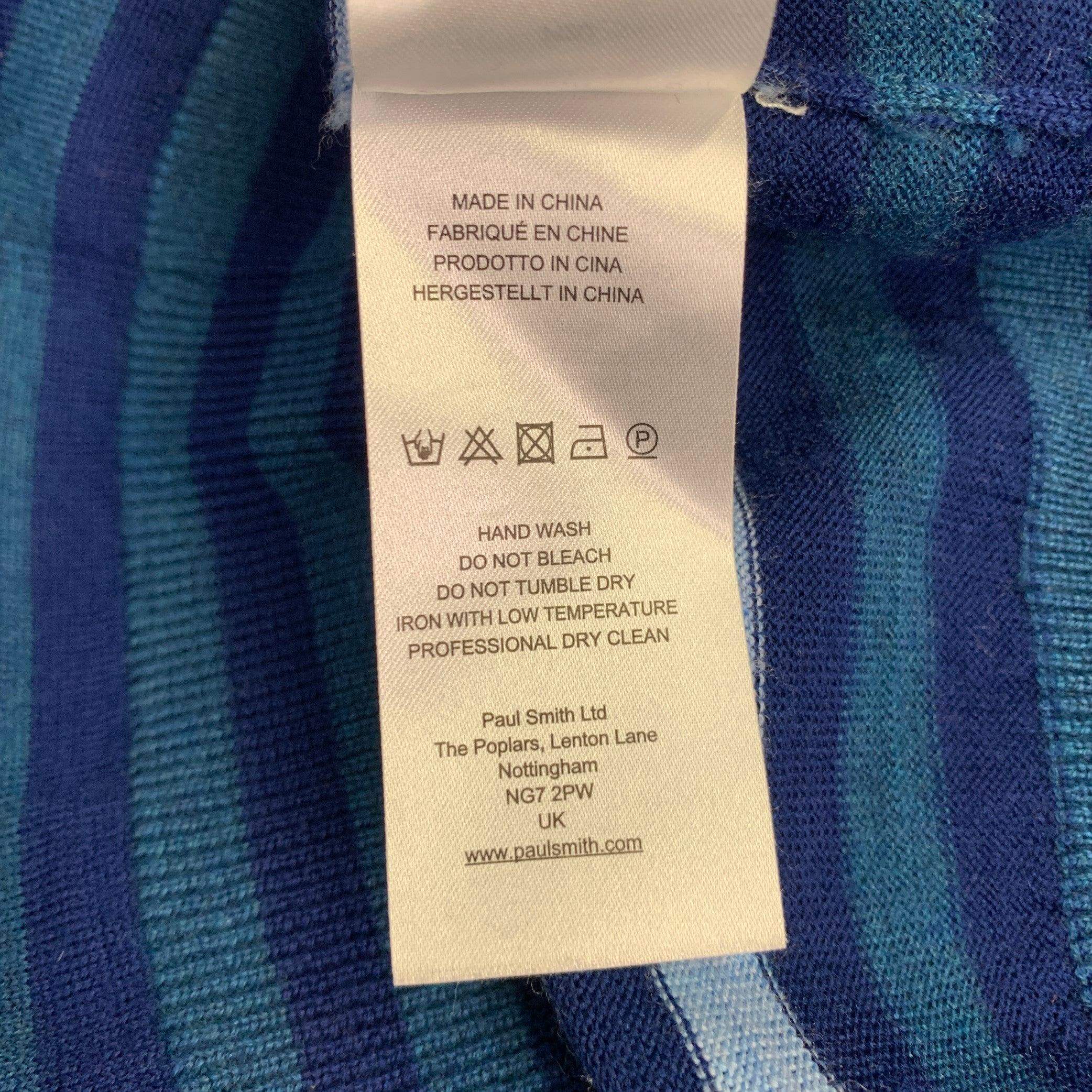 Pull col ras du cou en laine mérinos à rayures multicolores bleu marine PS by PAUL SMITH Taille XL en vente 5