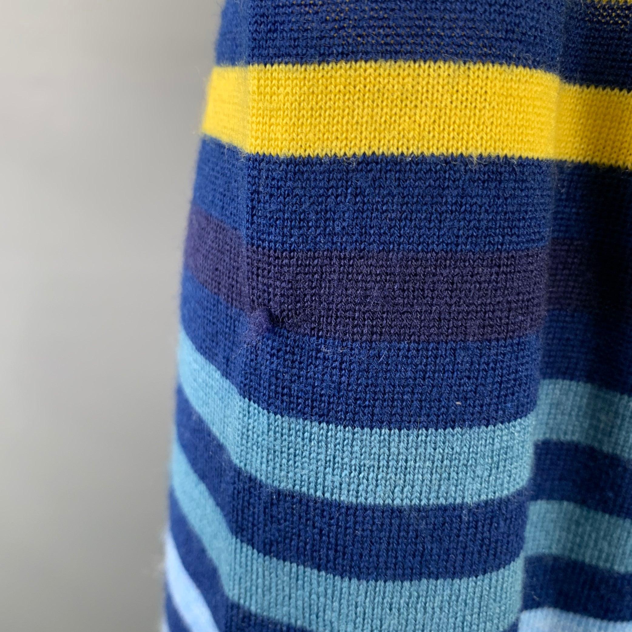 Pull col ras du cou en laine mérinos à rayures multicolores bleu marine PS by PAUL SMITH Taille XL Bon état - En vente à San Francisco, CA