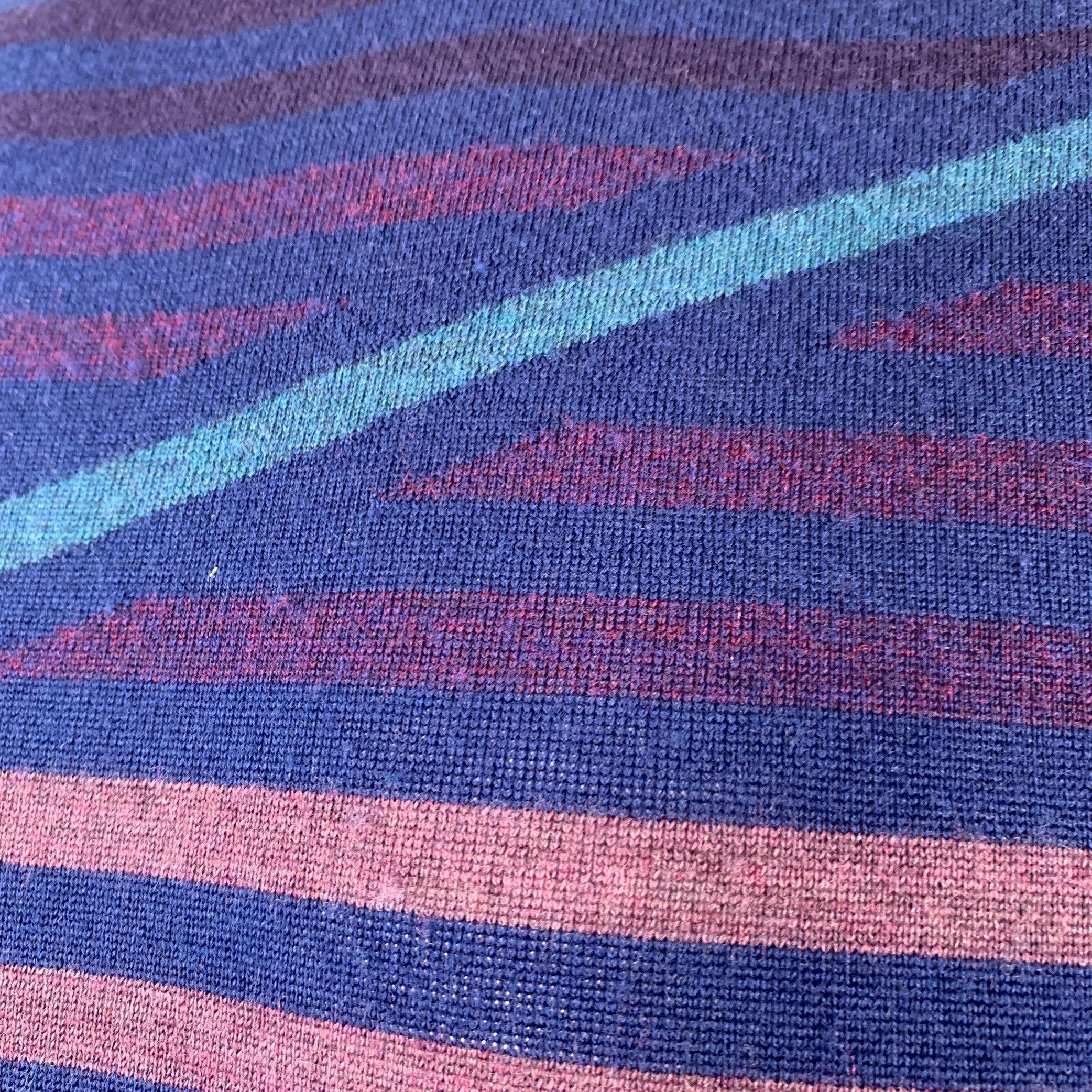 Pull col ras du cou en laine mérinos à rayures multicolores bleu marine PS by PAUL SMITH Taille XL en vente 2