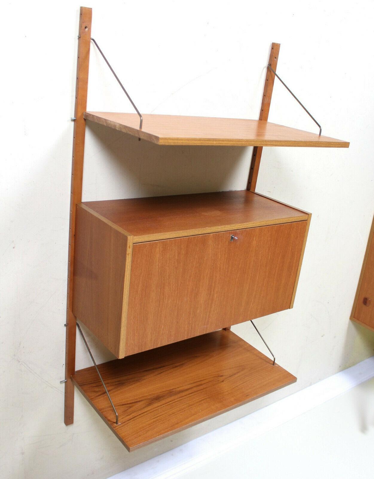 20th Century PS Wall Unit Danish Shelving System Writing Bureau Floating Randers For Sale
