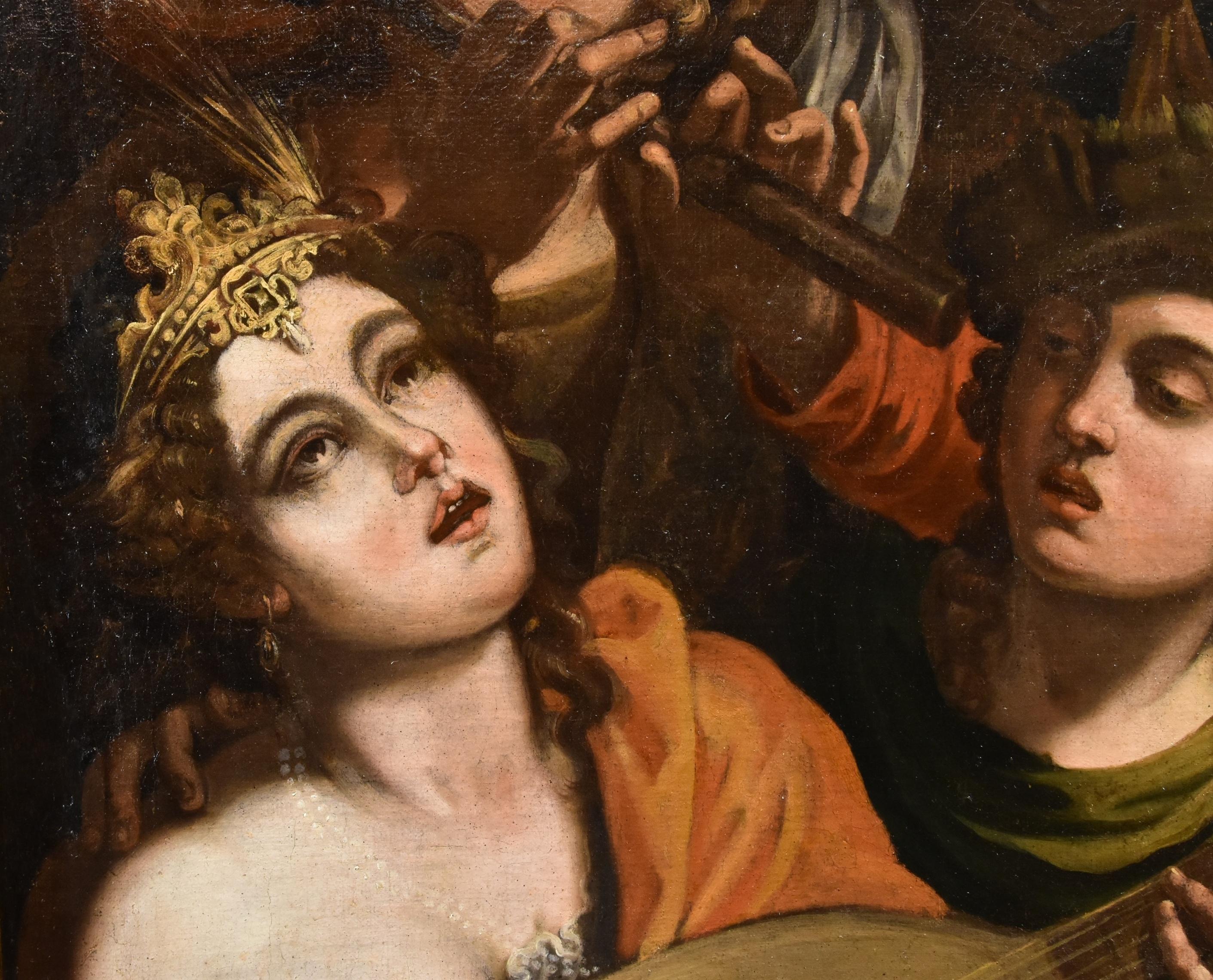 Énée Didon Pseudo-caroselli École romaine XVIIe siècle Peinture Huile sur toile en vente 6