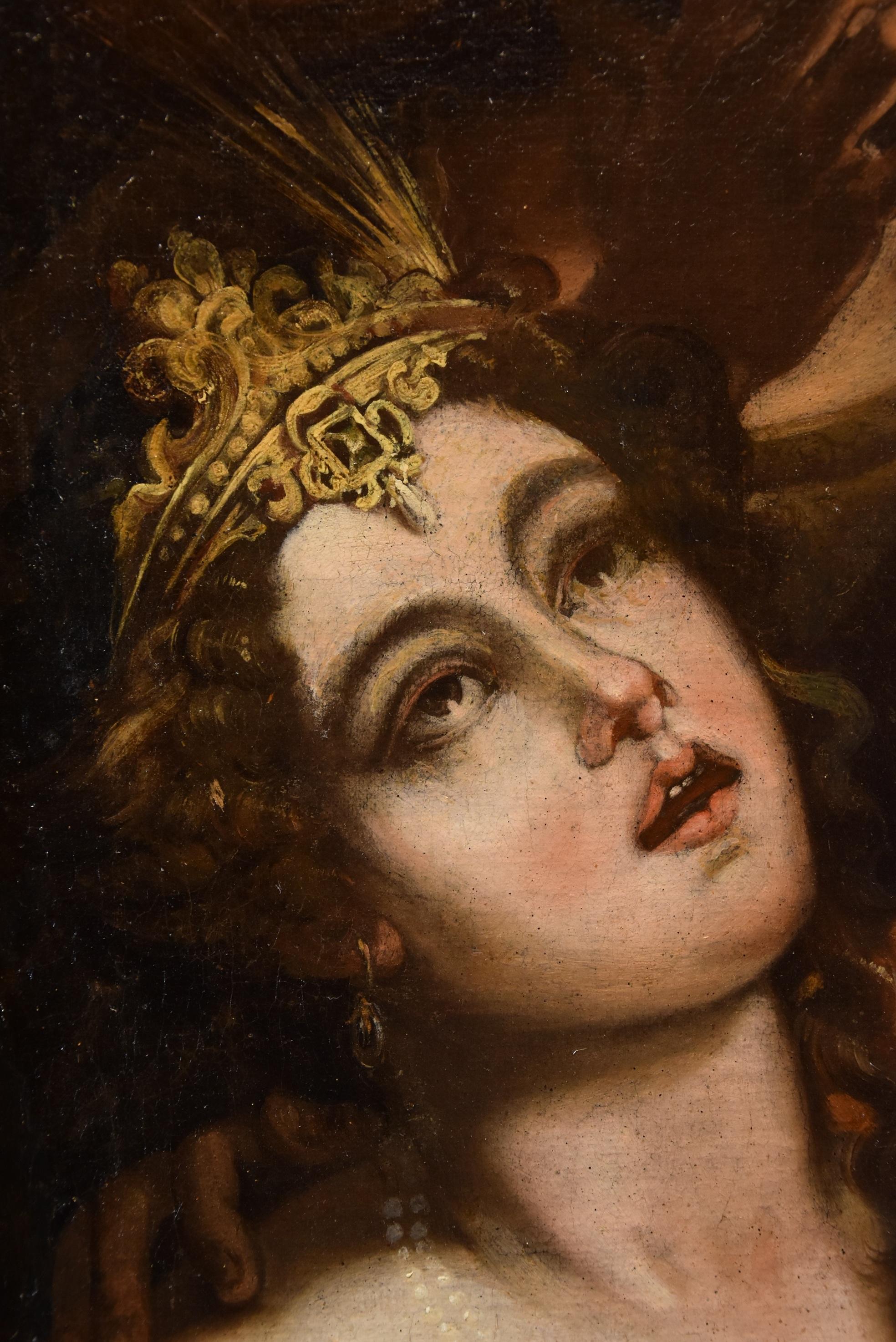 Énée Didon Pseudo-caroselli École romaine XVIIe siècle Peinture Huile sur toile en vente 9