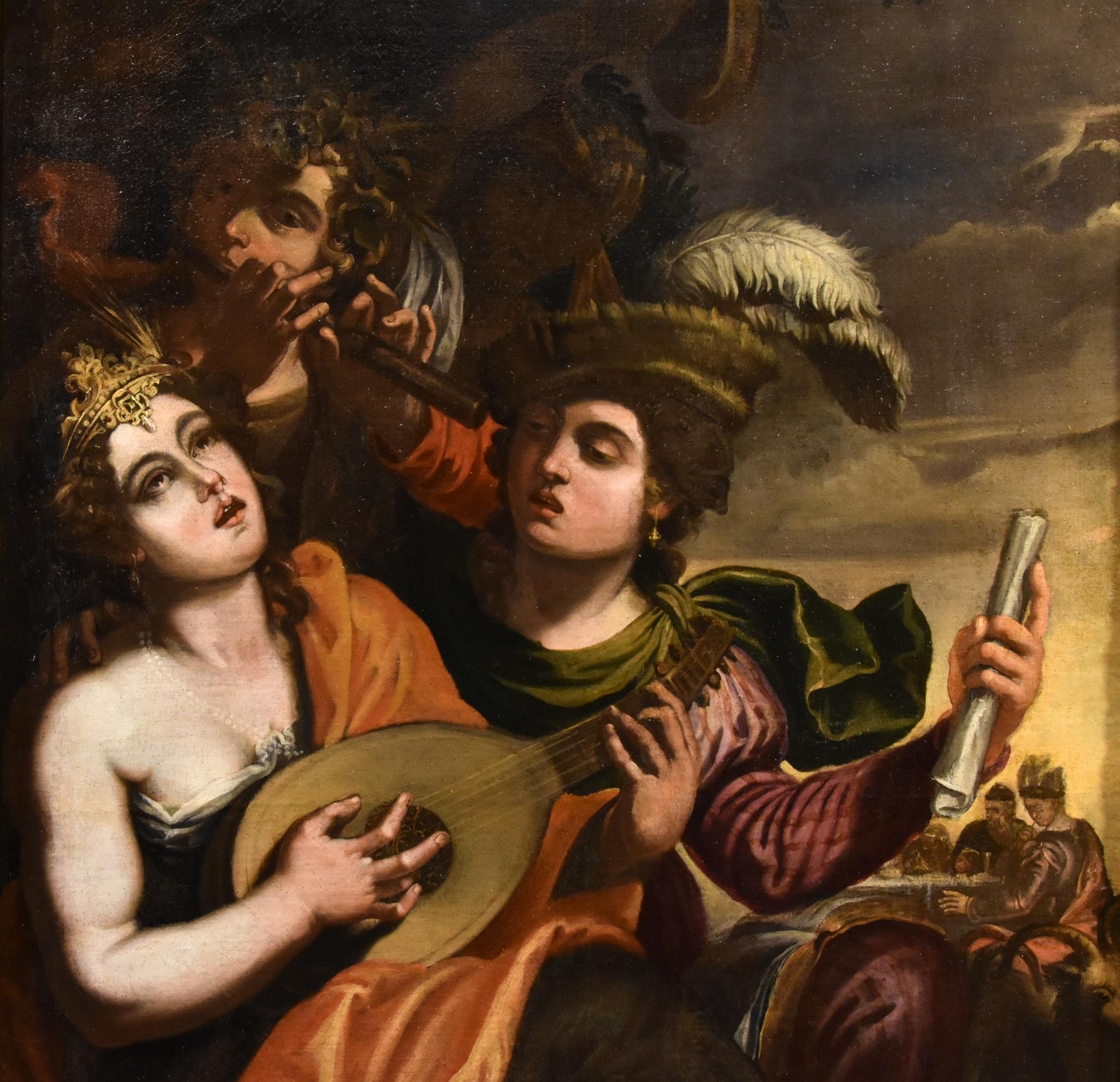 Énée Didon Pseudo-caroselli École romaine XVIIe siècle Peinture Huile sur toile - Maîtres anciens Painting par Pseudo-caroselli (Rome, Active C. 1630/1650)