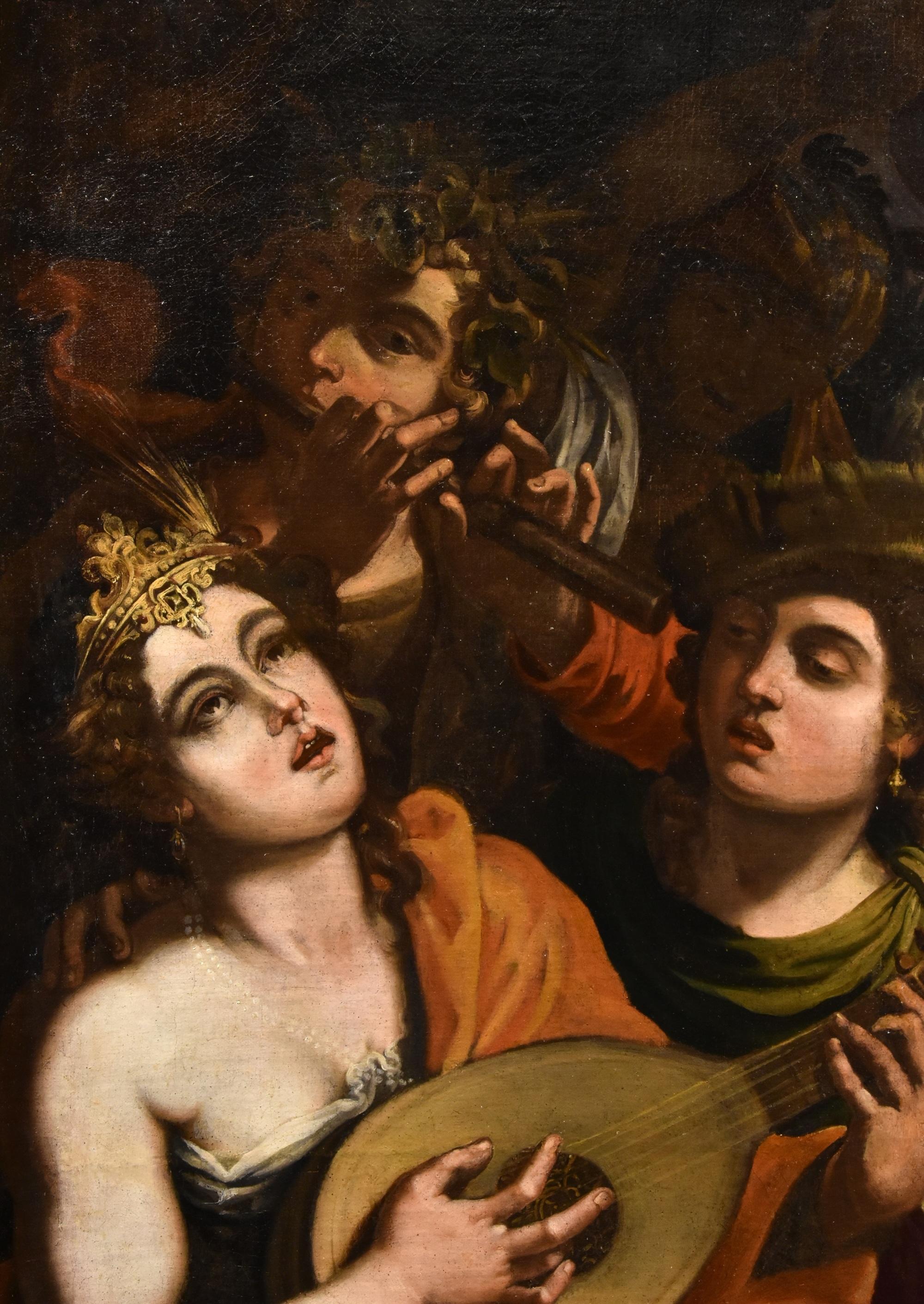 Énée Didon Pseudo-caroselli École romaine XVIIe siècle Peinture Huile sur toile - Marron Landscape Painting par Pseudo-caroselli (Rome, Active C. 1630/1650)