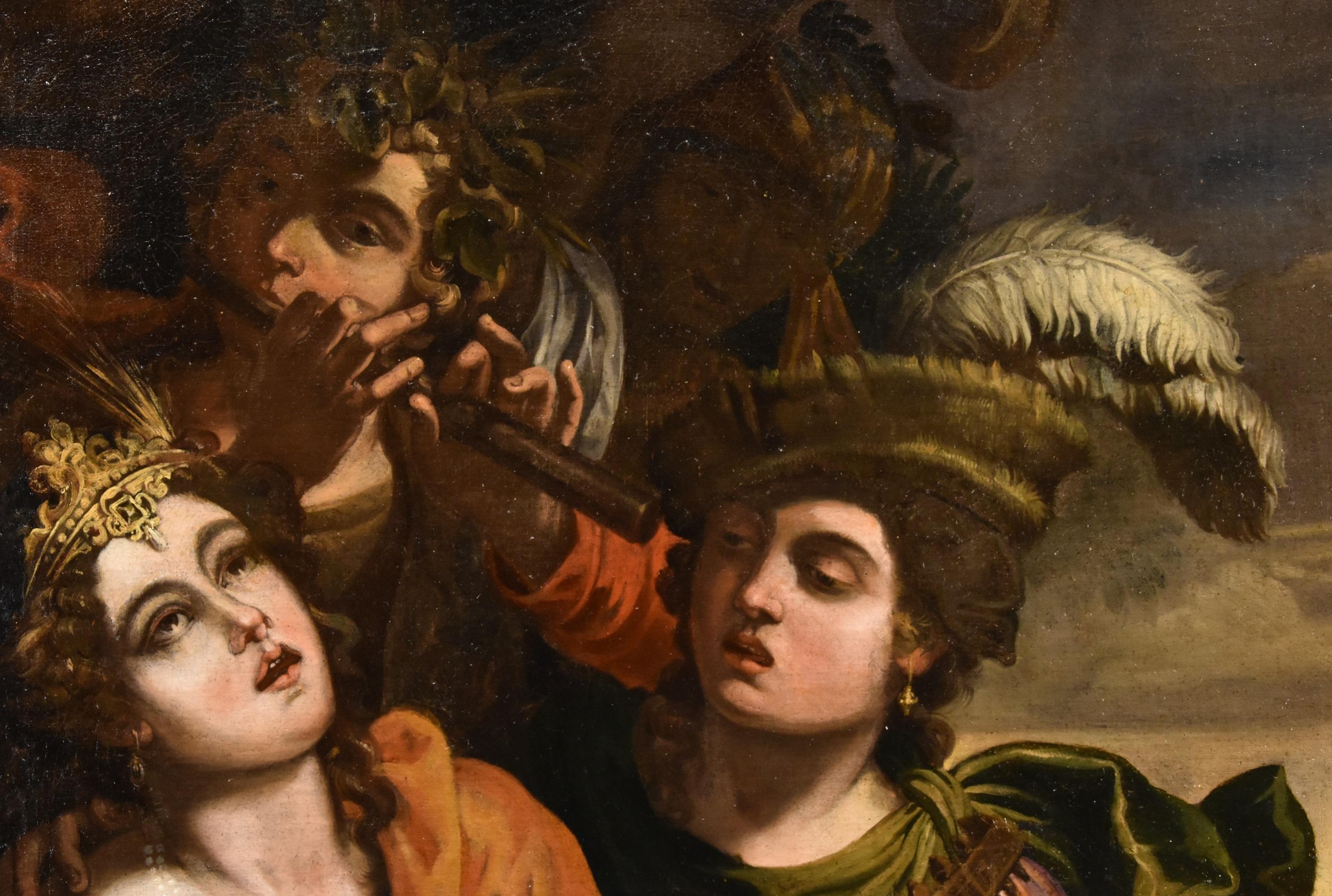 Énée Didon Pseudo-caroselli École romaine XVIIe siècle Peinture Huile sur toile en vente 3