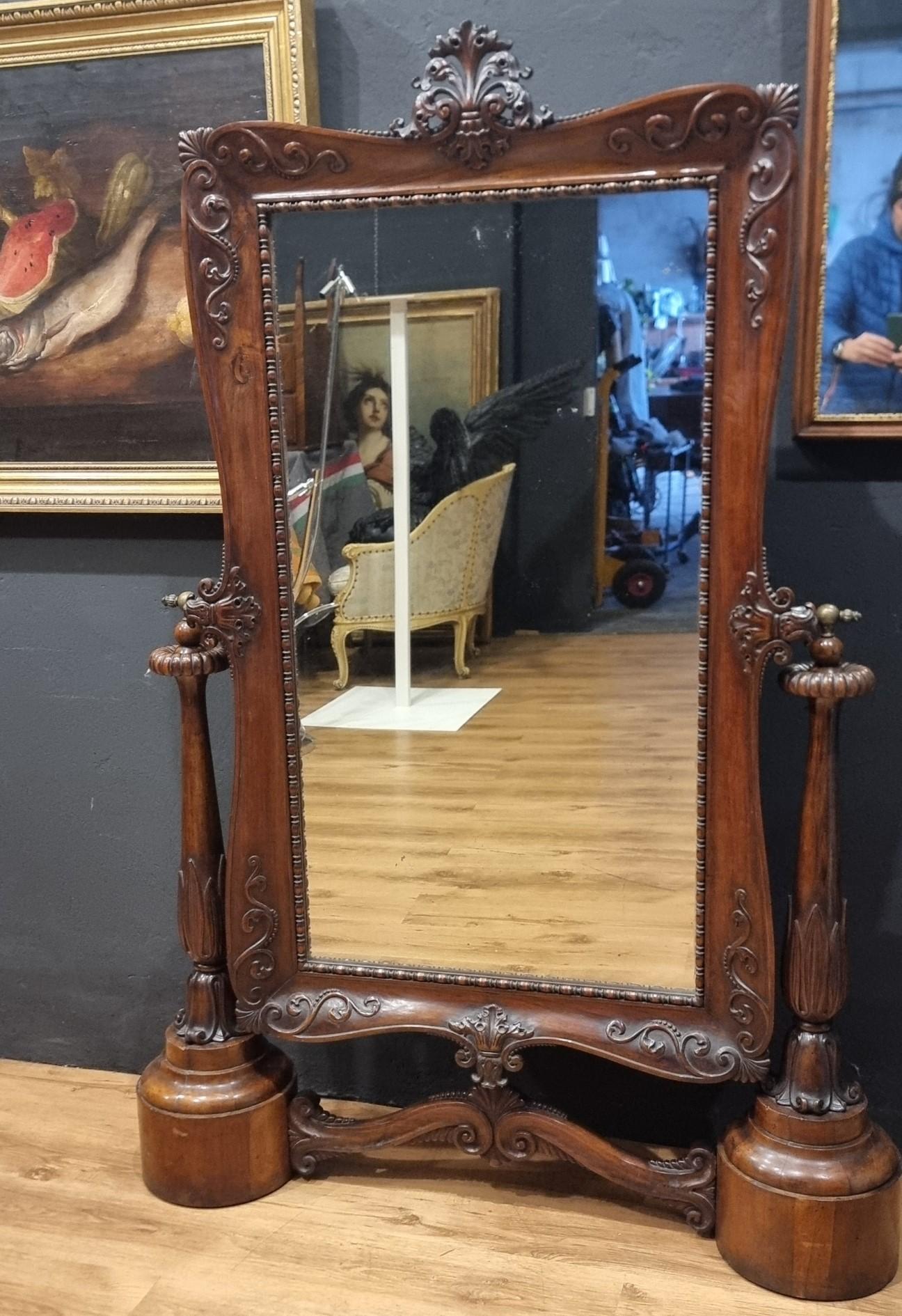 Psyche 1850s walnut mirror cabinet with original mirror For Sale 7