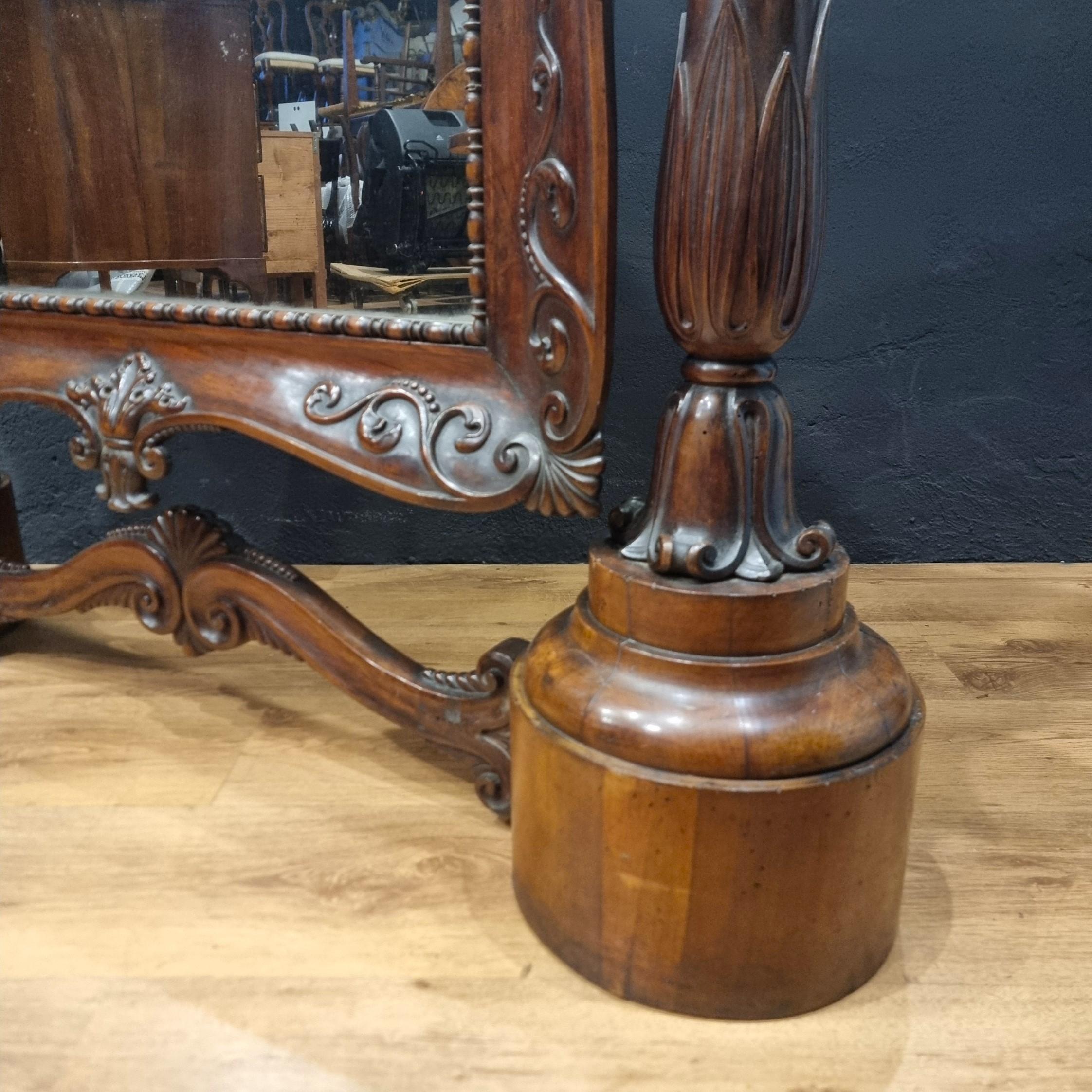 Charles X Psyche 1850s walnut mirror cabinet with original mirror For Sale