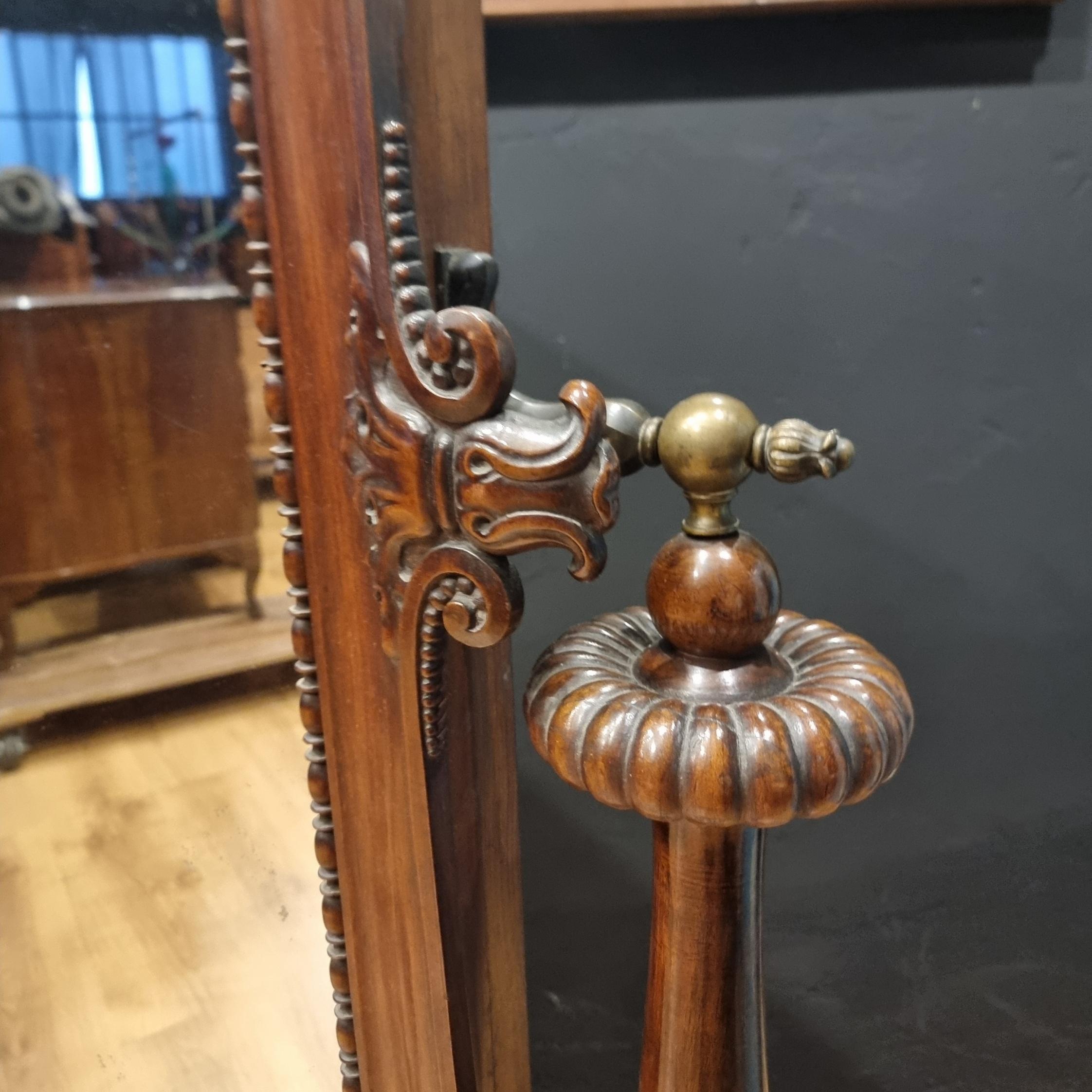 Italian Psyche 1850s walnut mirror cabinet with original mirror For Sale