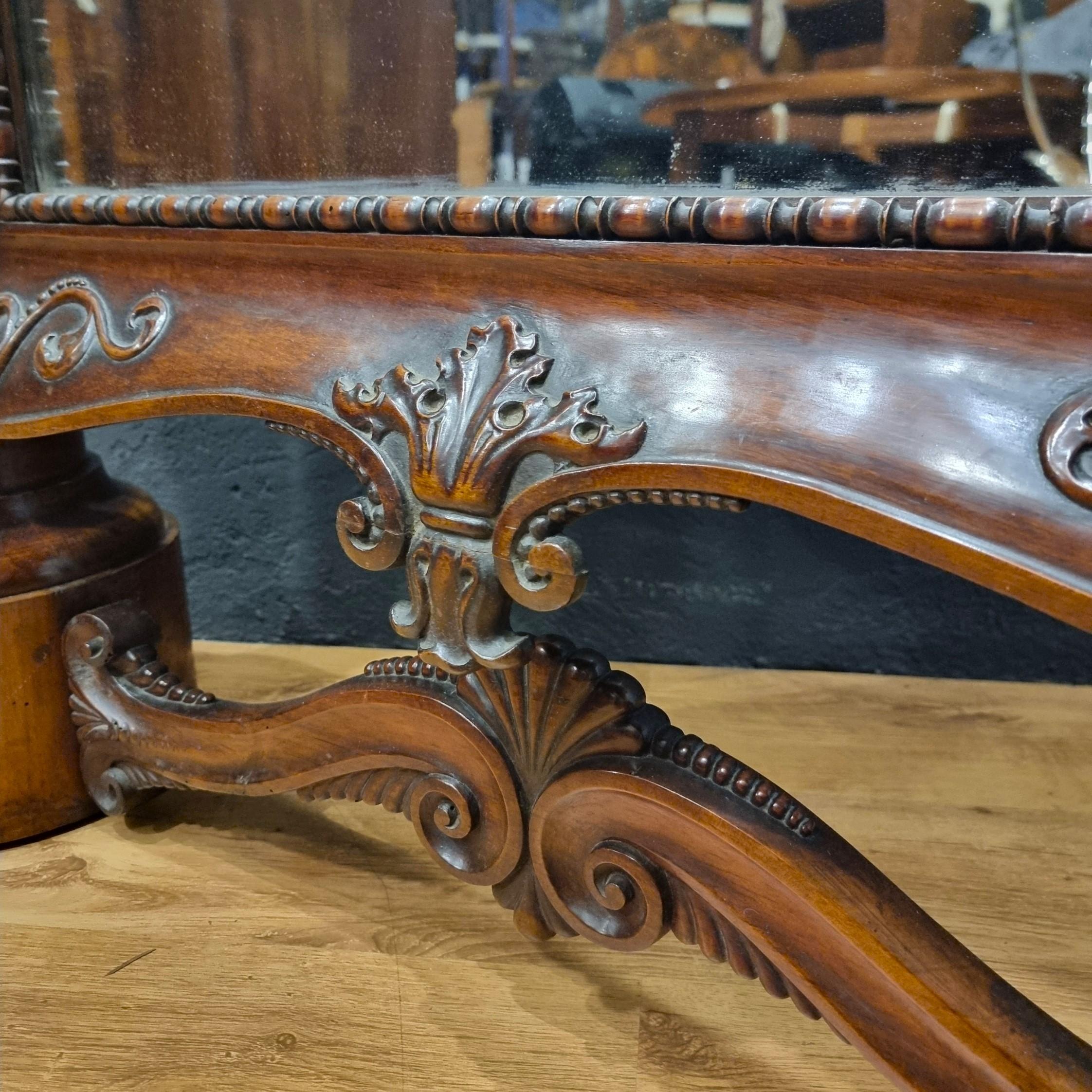 Mid-19th Century Psyche 1850s walnut mirror cabinet with original mirror For Sale
