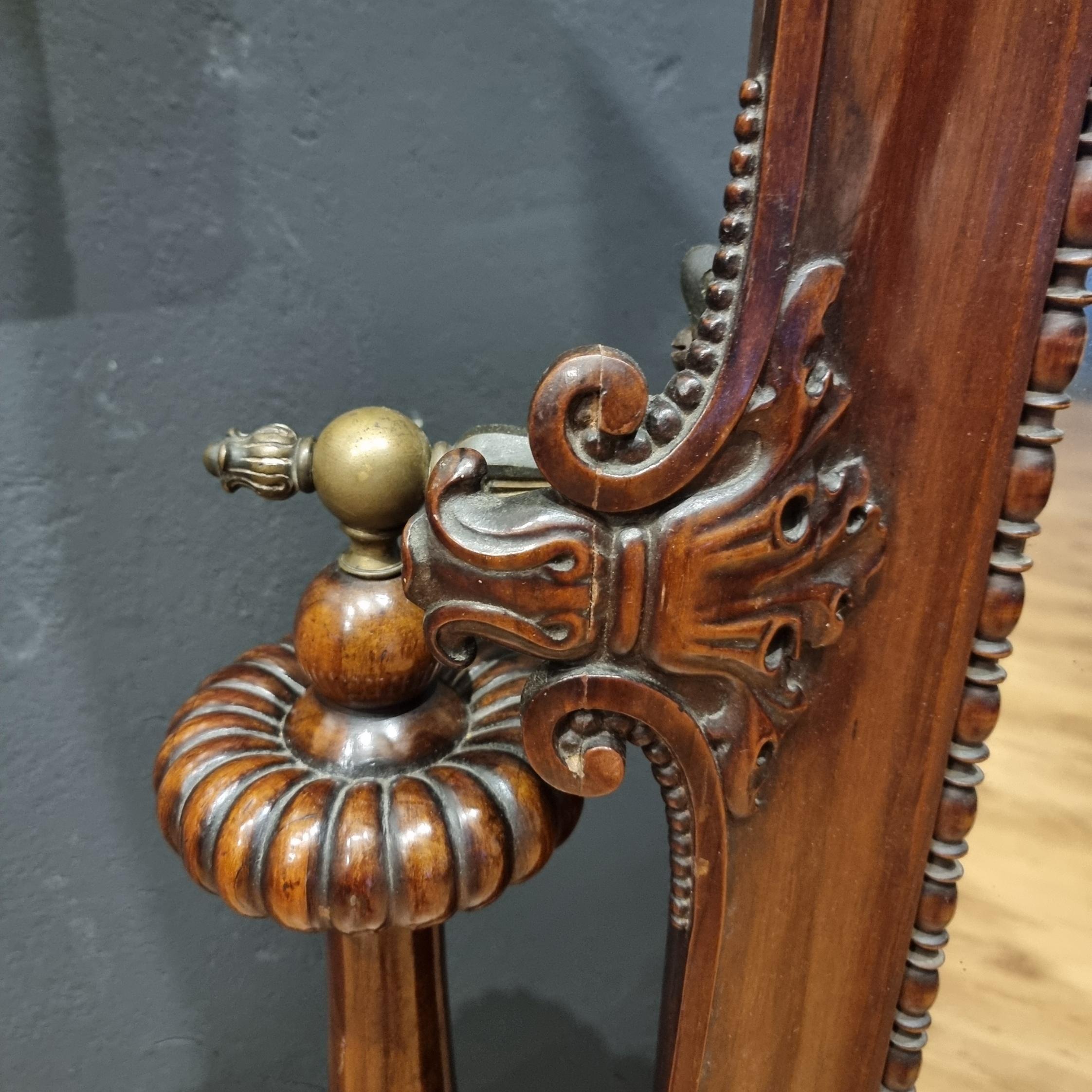 Walnut Psyche 1850s walnut mirror cabinet with original mirror For Sale