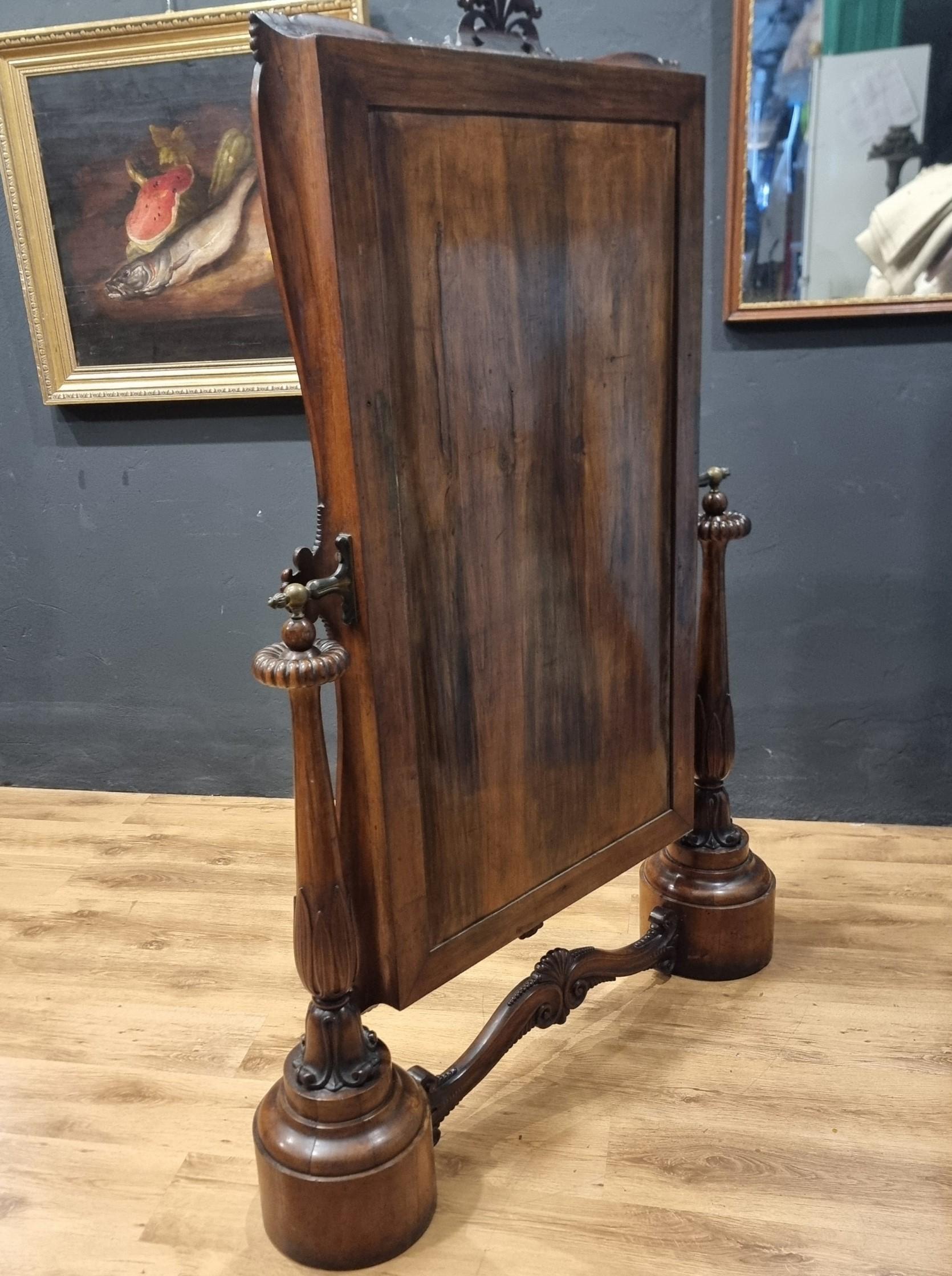 Psyche 1850s walnut mirror cabinet with original mirror For Sale 2