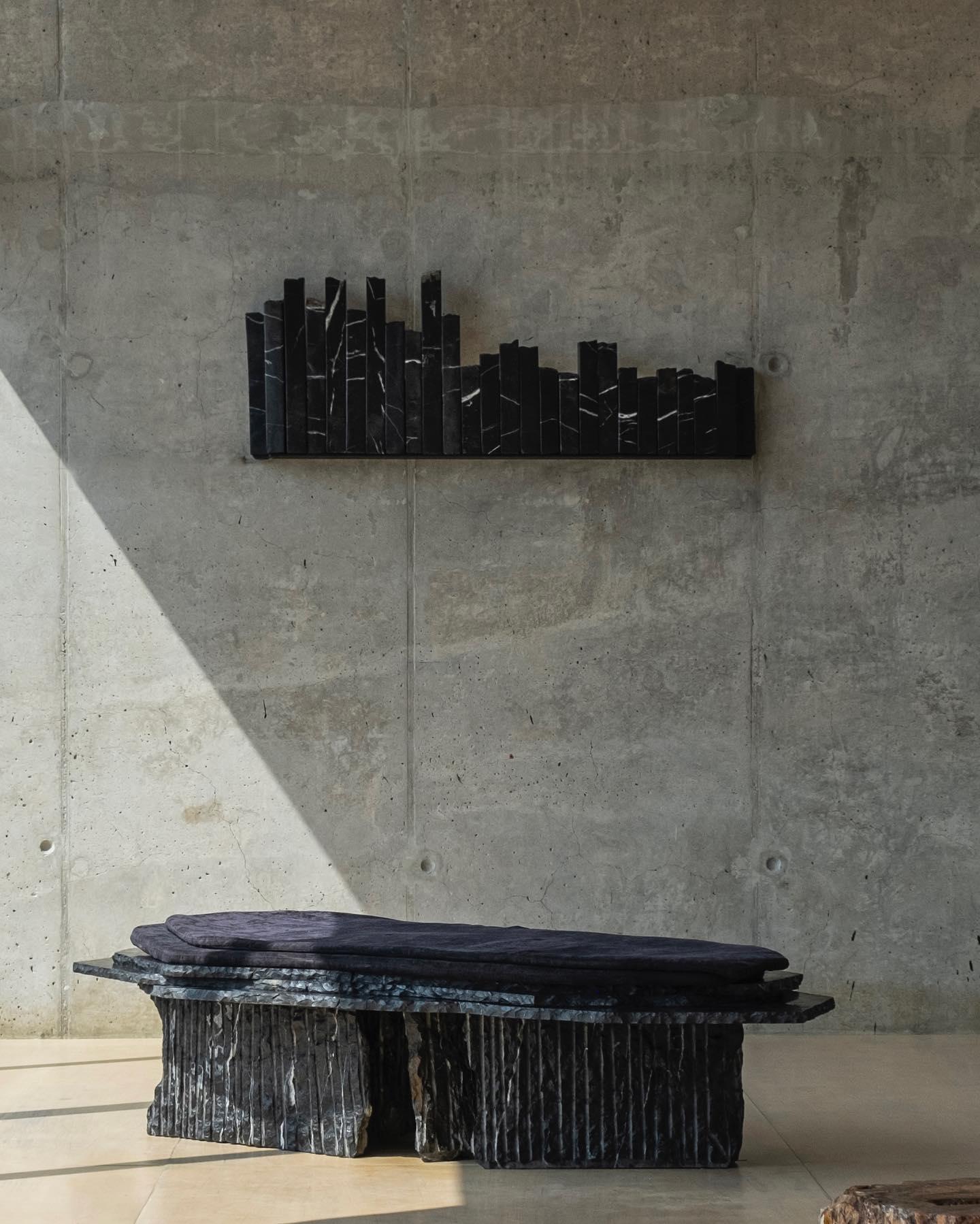 Other Skyline Black Marble Sconce with Varying Rectangular Block by Andres Monnier For Sale