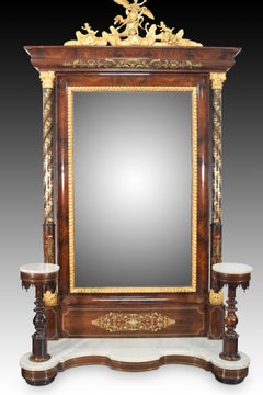 Psiqué Dressing Mirror, Mahogany, Bronze, Marble, 19th Century