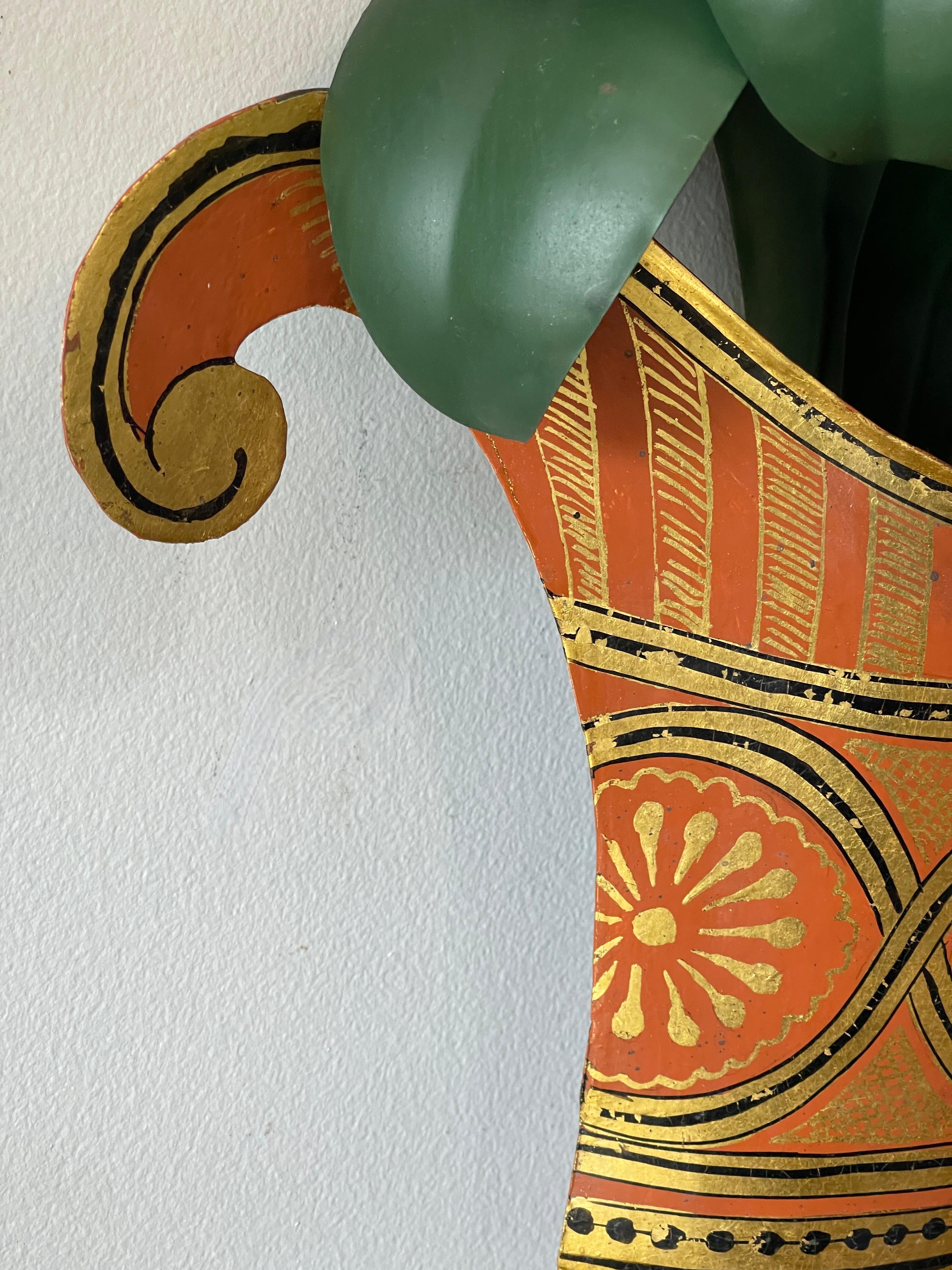Pair of French Maison Jansen Pineapple Tole Wall Sconces, 1950s 4