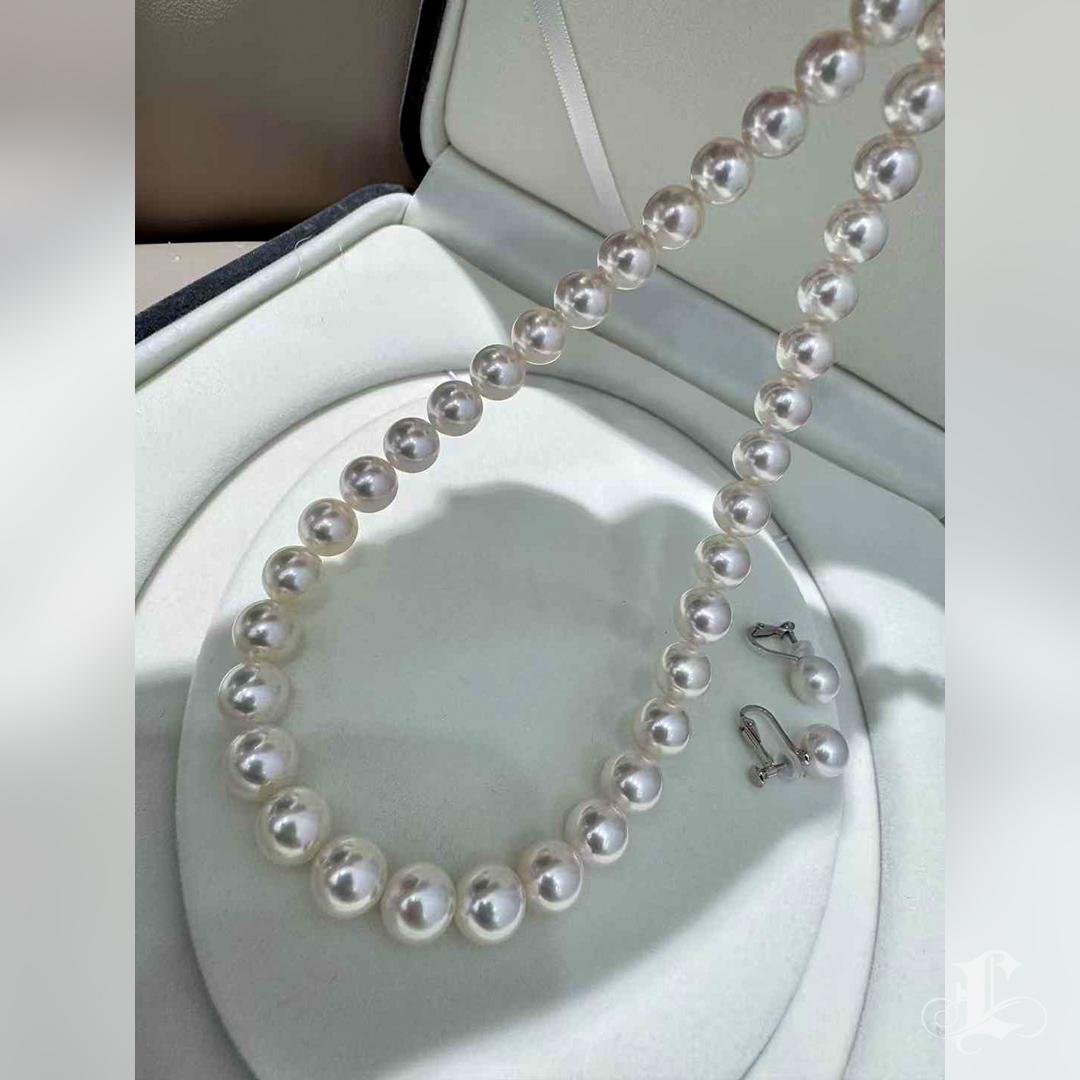De las mujeres PSL Aurora Hanadama Certified  Akoya Pearl Necklace & Clip-On Earrings Set en venta