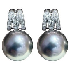 Crown Radiance】PSL zertifizierte Aurora 12mm Tahiti Perle Diamant Ohrringe
