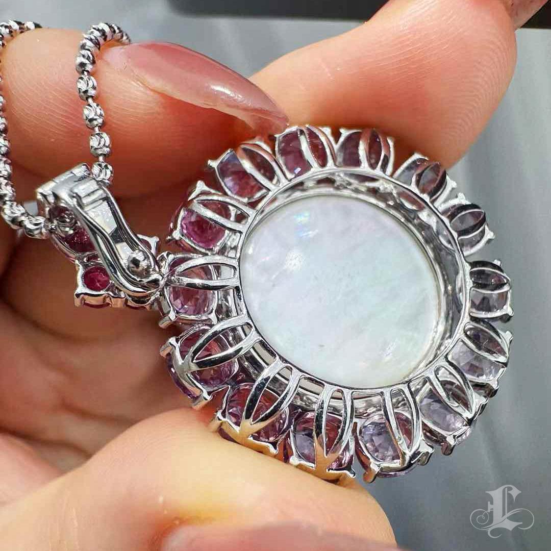【Corona Radiance】PSL Certificado Aurora 18mm Mabe Pearl Burmese Spinel Pendant en venta 5